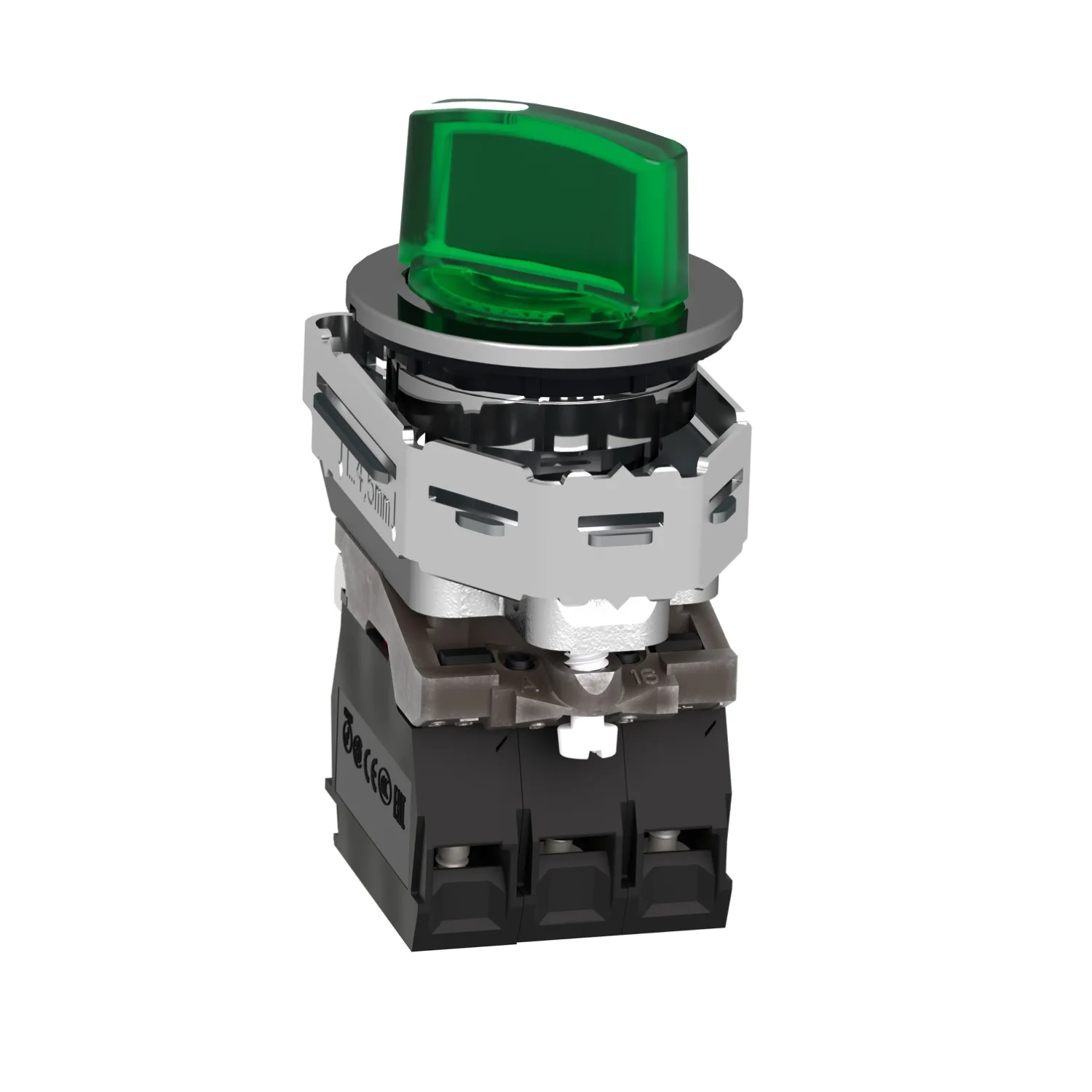 Harmony XB4 - bouton à man lumin - flush - 2 pos fix - vert - 1O+1F - 24V - 5