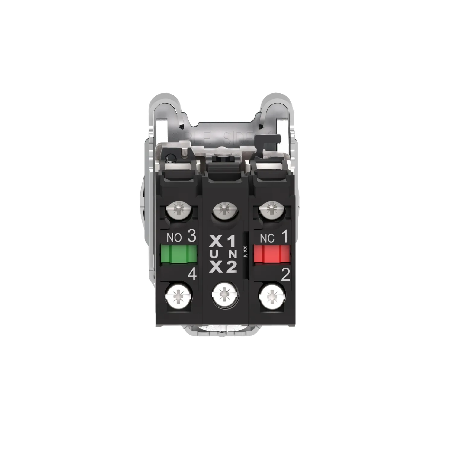 Harmony XB4 - bouton à man lumin - flush - 2 pos fix - vert - 1O+1F - 24V - 6