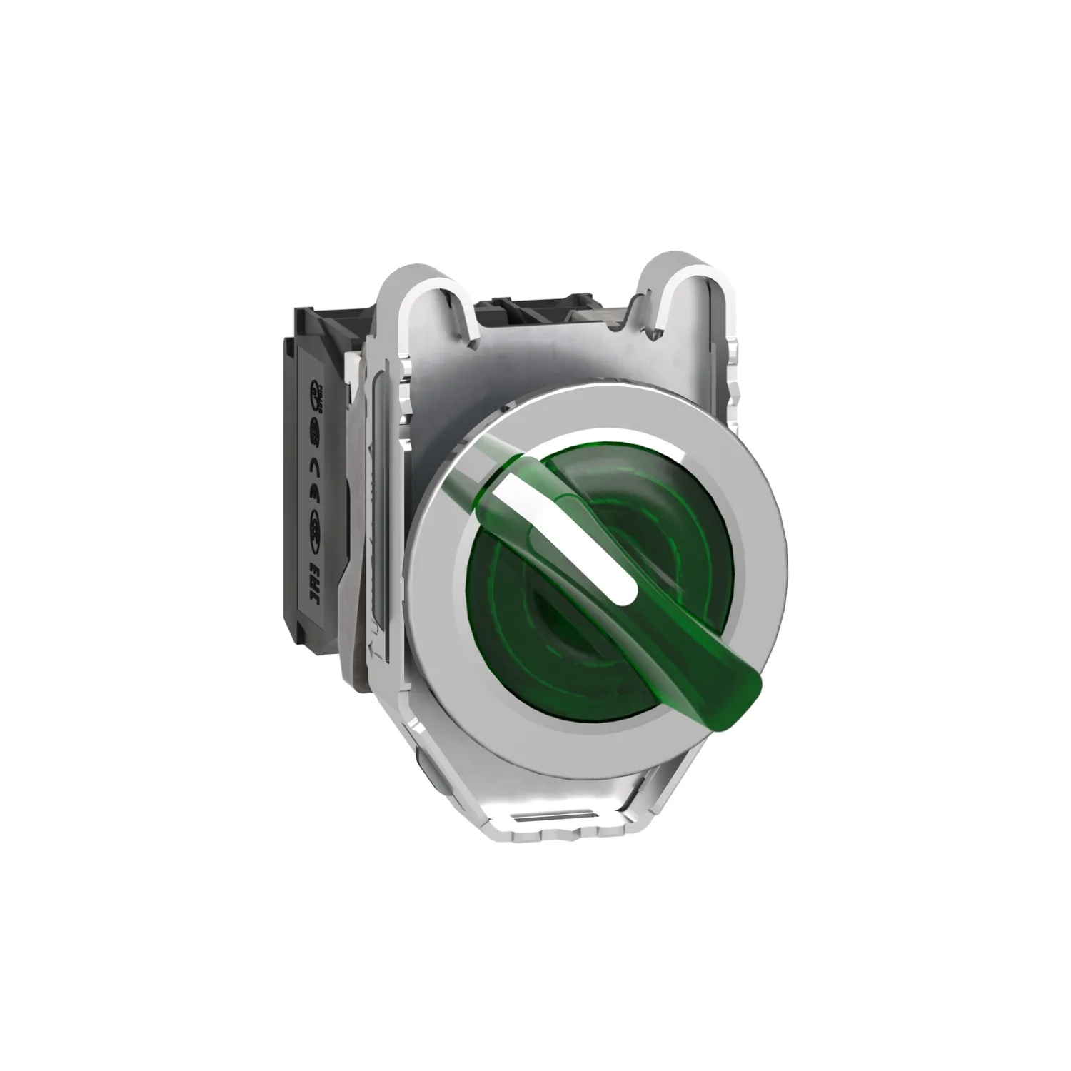 Schneider XB4FK123M5 - Işıklı, Mandal buton LED 230 VAC Yeşil 1 NA+1 NK