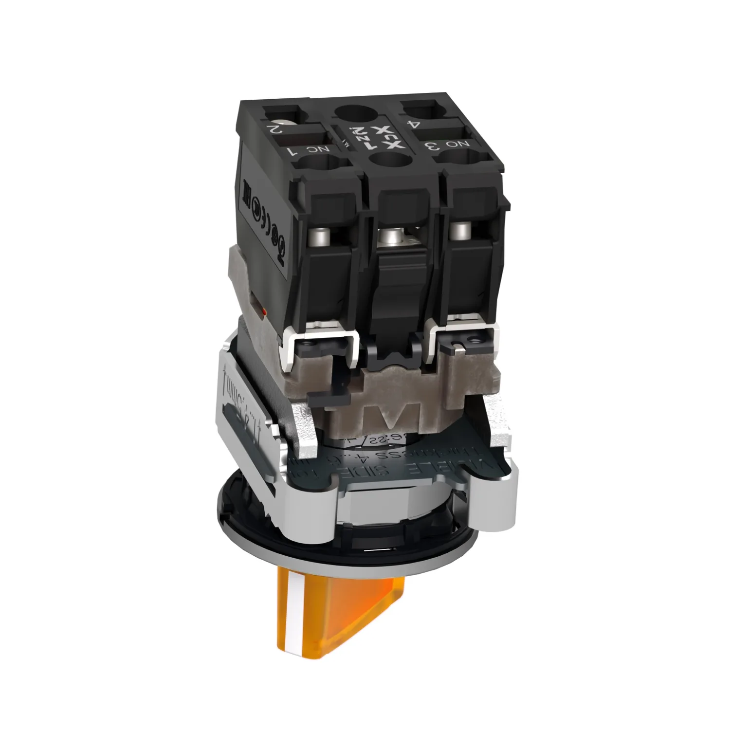Harmony XB4 - bouton man lumin - flush - 2 pos fix - orange - 1O+1F - 24V - 5