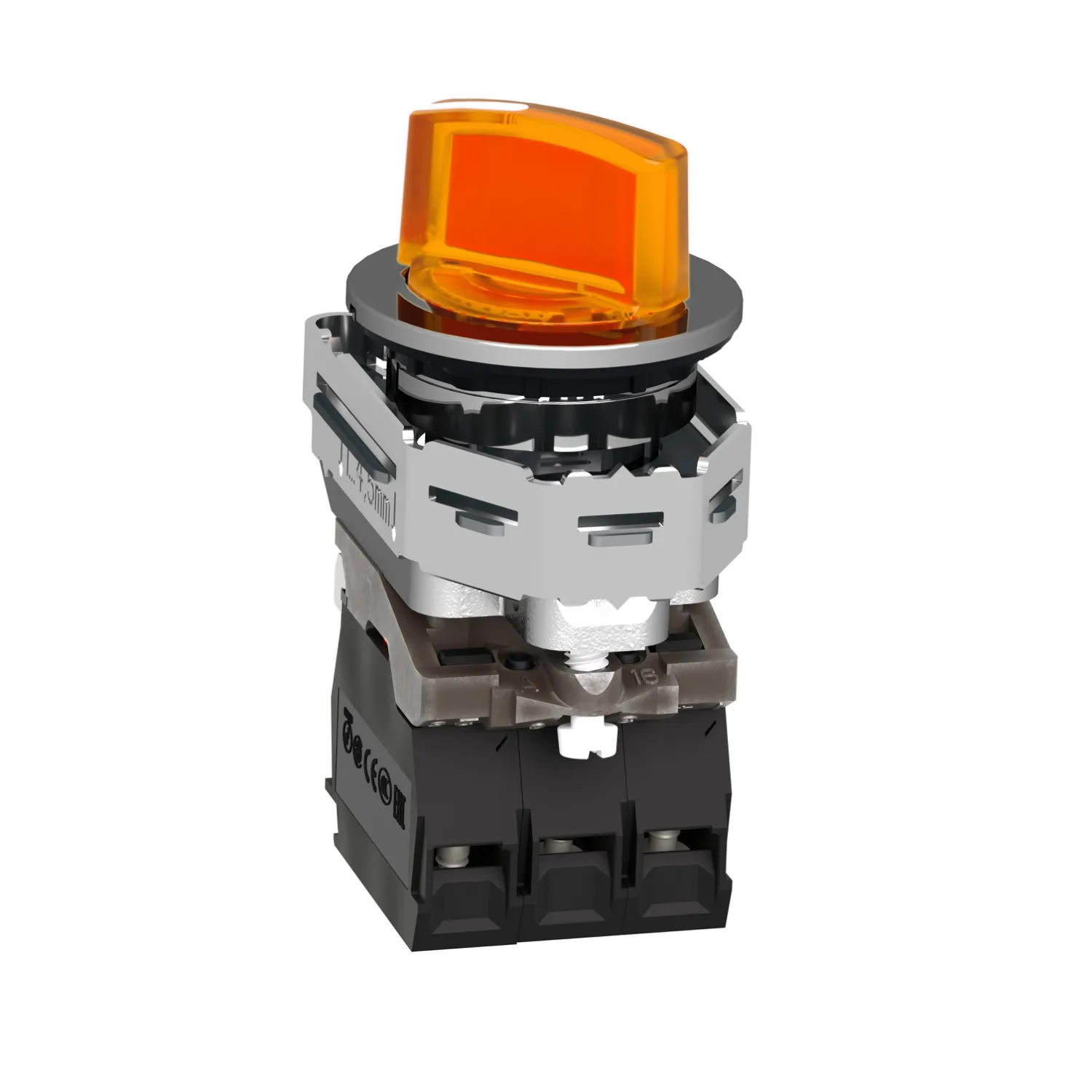 Harmony XB4 - bouton man lumin - flush - 2 pos fix - orange - 1O+1F - 24V - 6