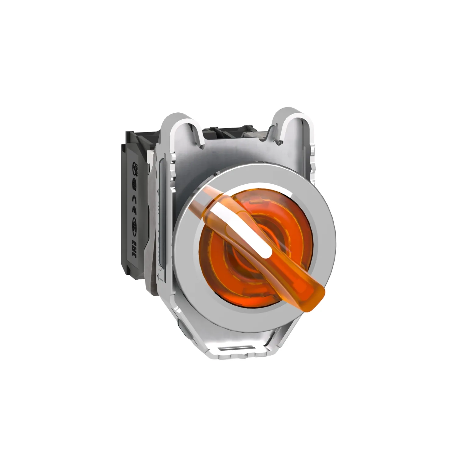 Schneider XB4FK125B5 - Harmony XB4 - bouton man lumin - flush - 2 pos fix - orange - 1O+1F - 24V