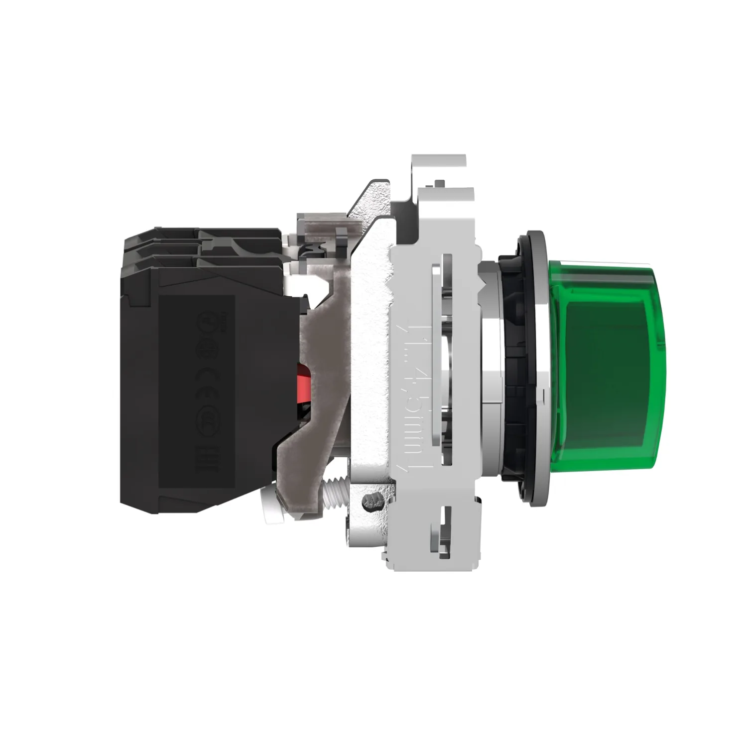 Harmony XB4 - bouton à man lumin - flush - 3 pos fix - vert - 1O+1F - 24V - 2
