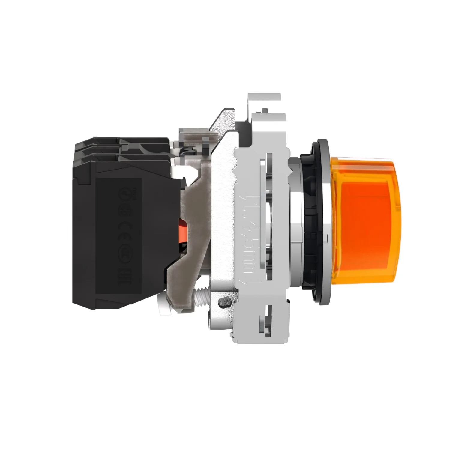 Schneider XB4FK135M5 - Leuchtwahlschalter, Harmony XB4F, Metall, 30mm, orange, universelle LED, 3 Stellungen, 1S+1Ö, 230-240V AC