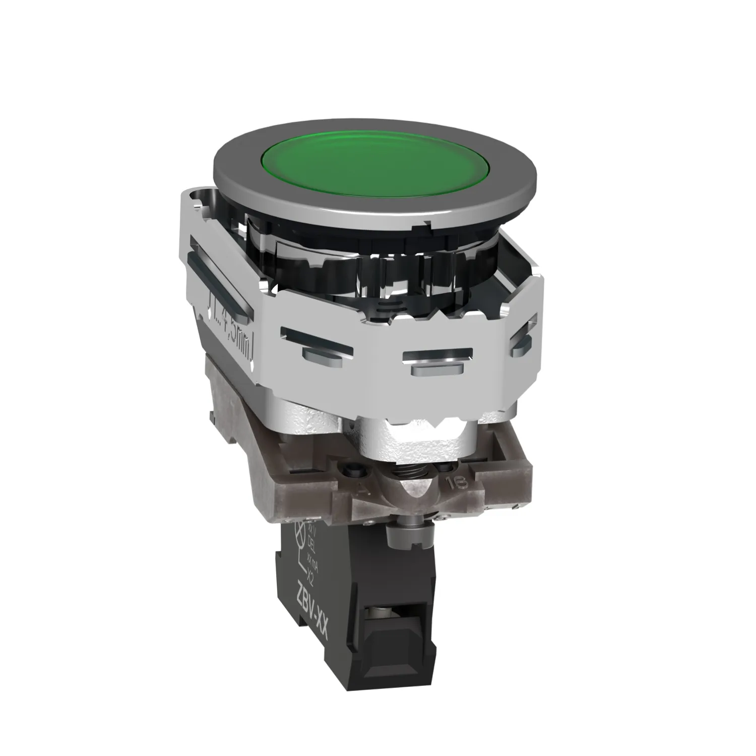 Harmony XB4 - voyant lumineux DEL - flush - vert - 230V - vis étrier - 3