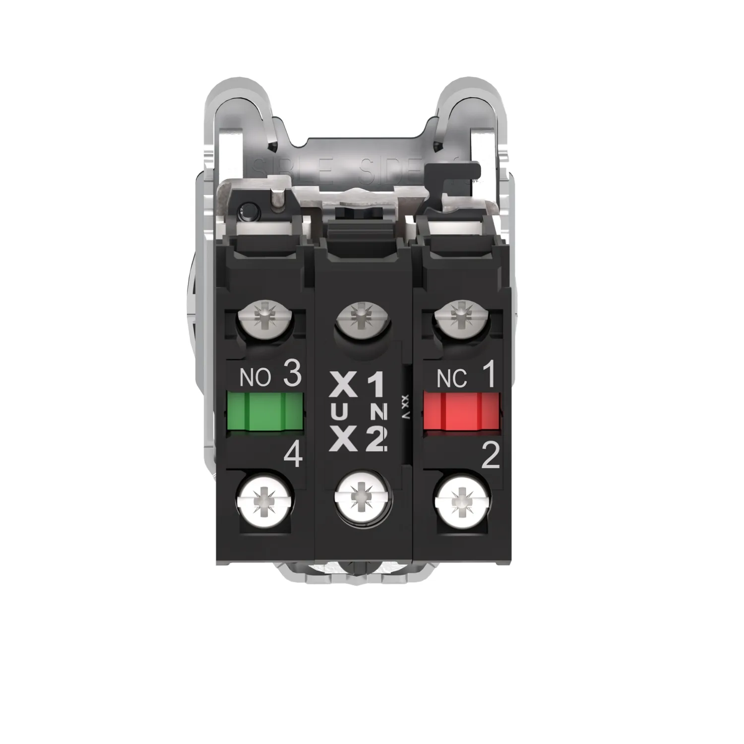Leuchtdrucktaster, Harmony XB4F, Metall, 30mm, weiß, unbeschriftet, universelle LED, glatte Kalotte, 1S+1Ö, 230-240V AC - 2