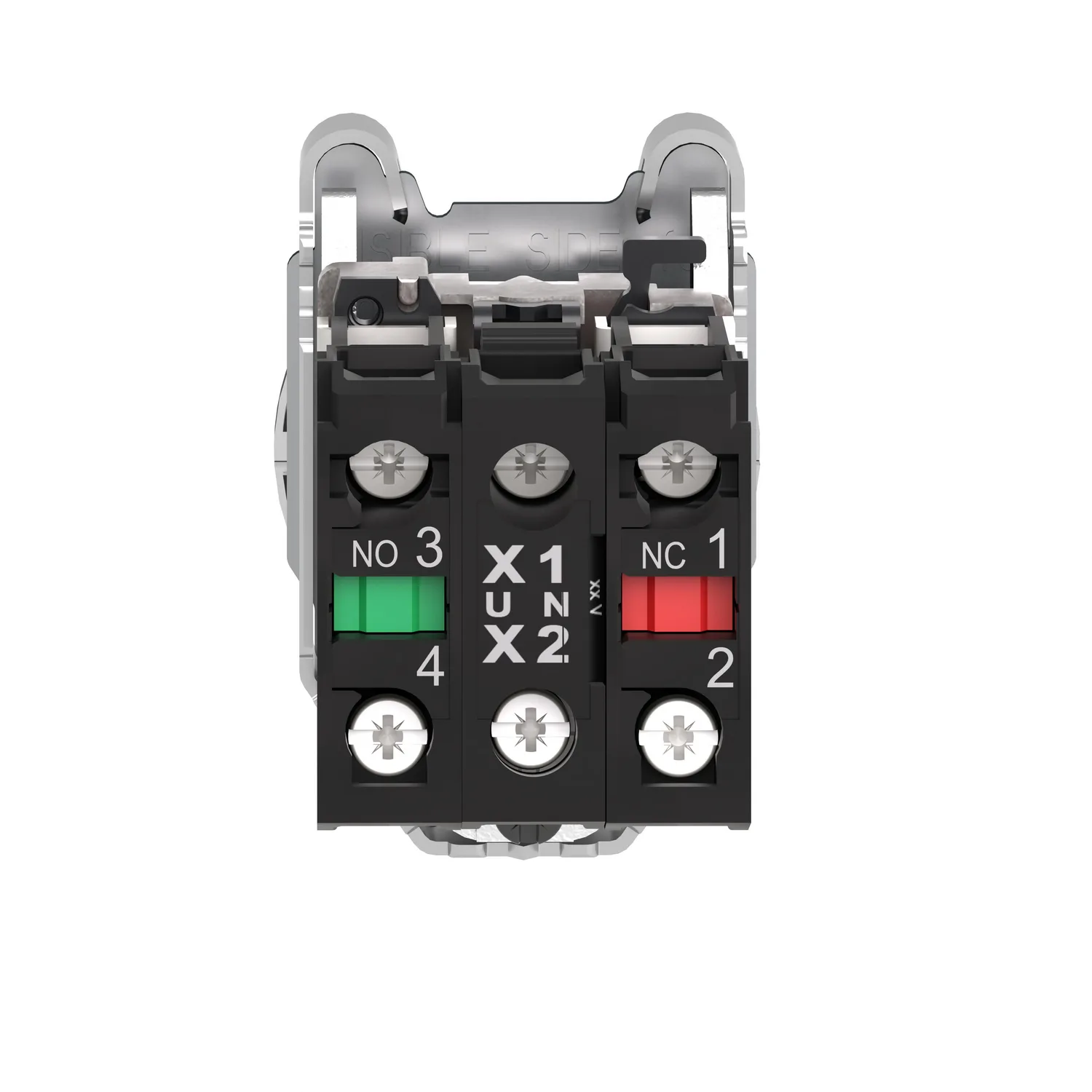 Leuchtdrucktaster, Harmony XB4F, Metall, 30mm, grün, unbeschriftet, universelle LED, glatte Kalotte, 1S+1Ö, 24V ACDC - 2