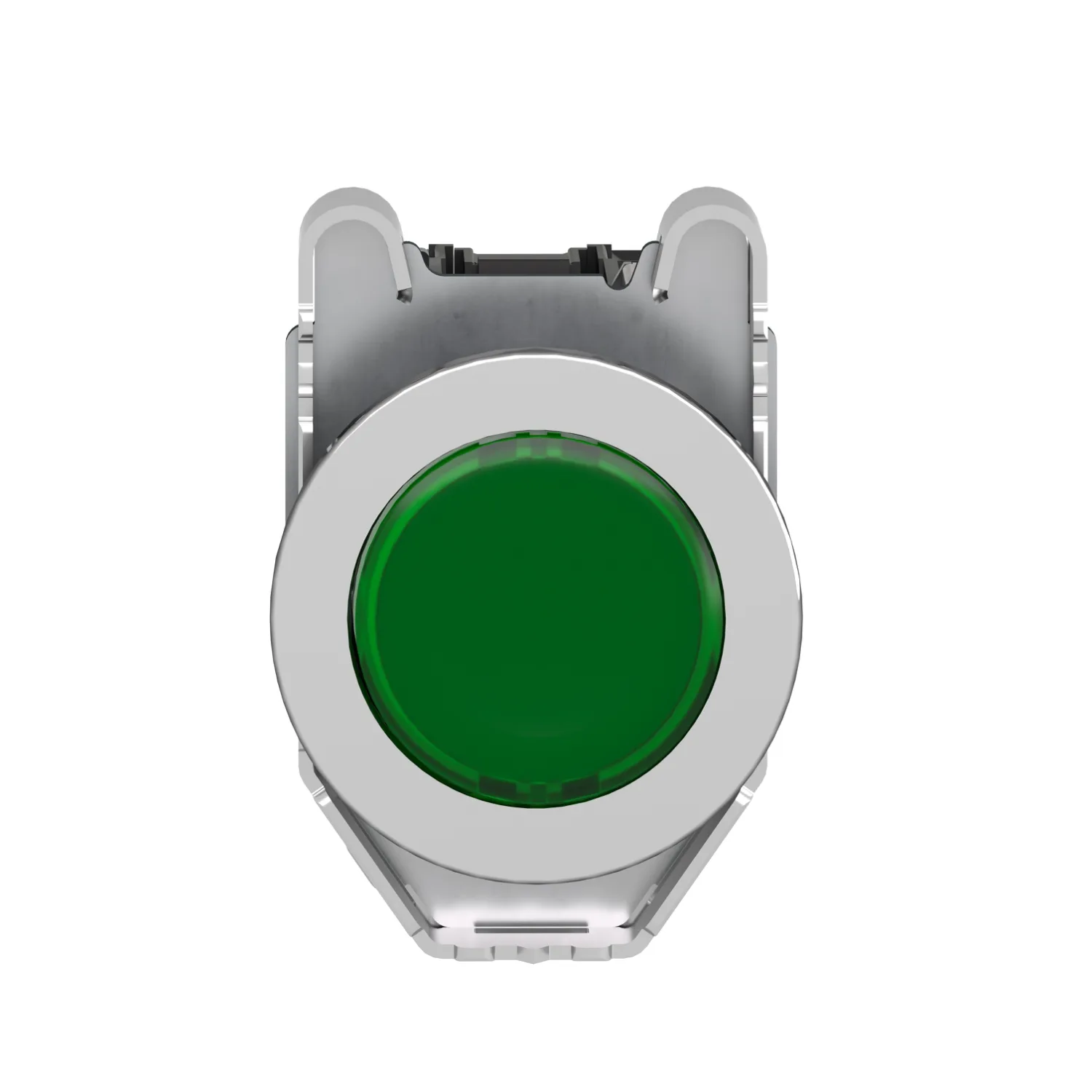 Leuchtdrucktaster, Harmony XB4F, Metall, 30mm, grün, unbeschriftet, universelle LED, glatte Kalotte, 1S+1Ö, 230-240V AC - 6