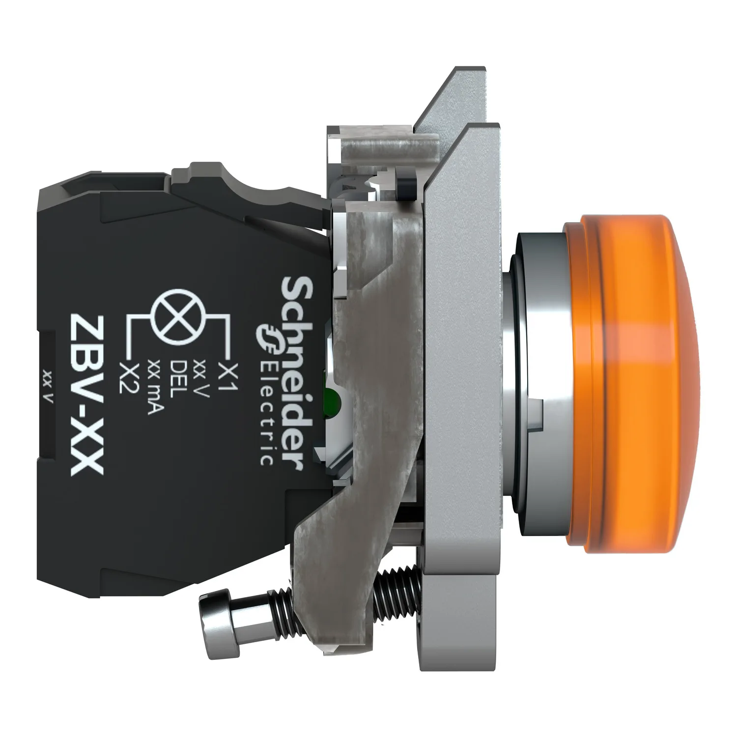 Leuchtdrucktaster, Harmony XB4F, Metall, 30mm, orange, universelle LED, glatte Kalotte, 1S+1Ö, 230-240V AC - 2