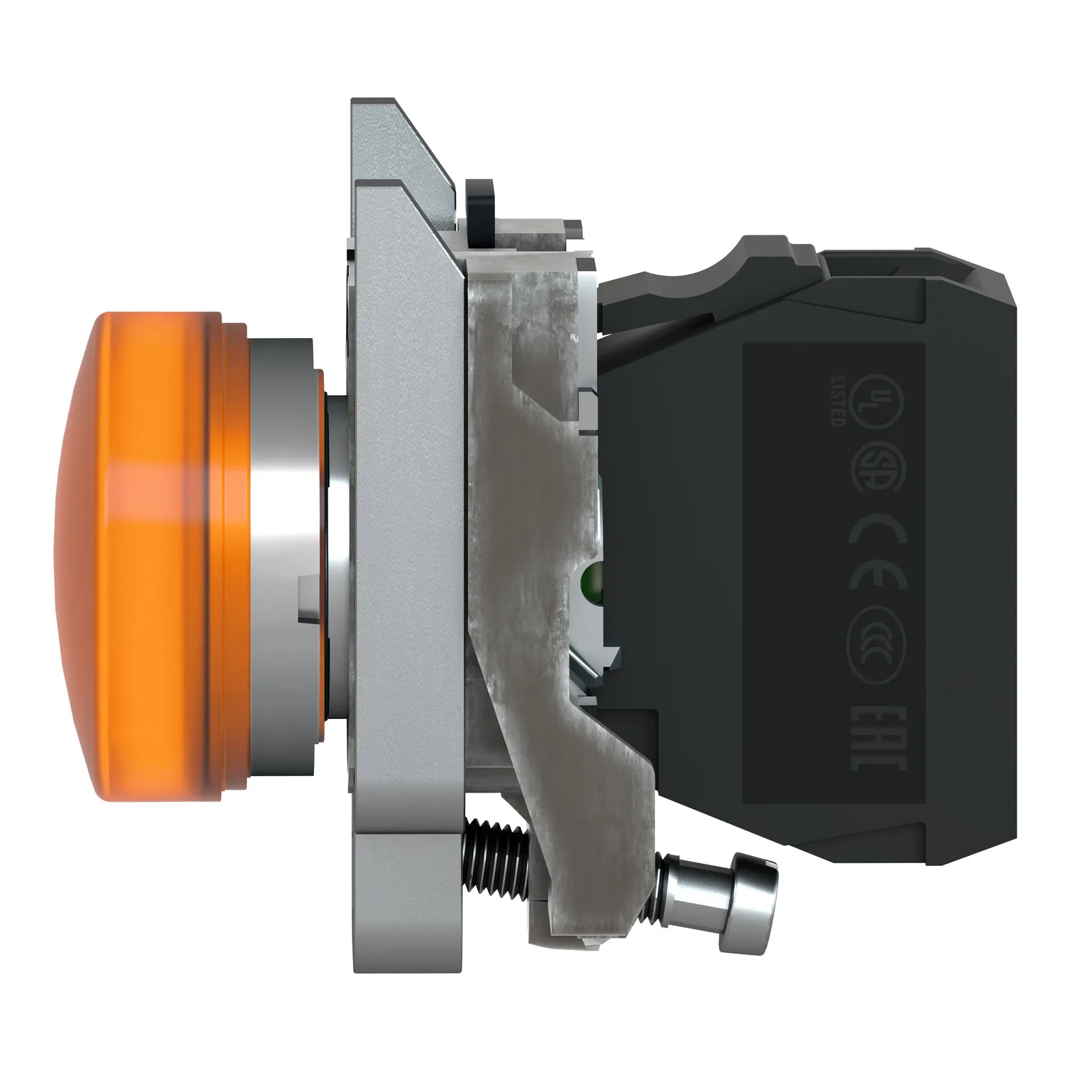 Leuchtdrucktaster, Harmony XB4F, Metall, 30mm, orange, universelle LED, glatte Kalotte, 1S+1Ö, 230-240V AC - 3