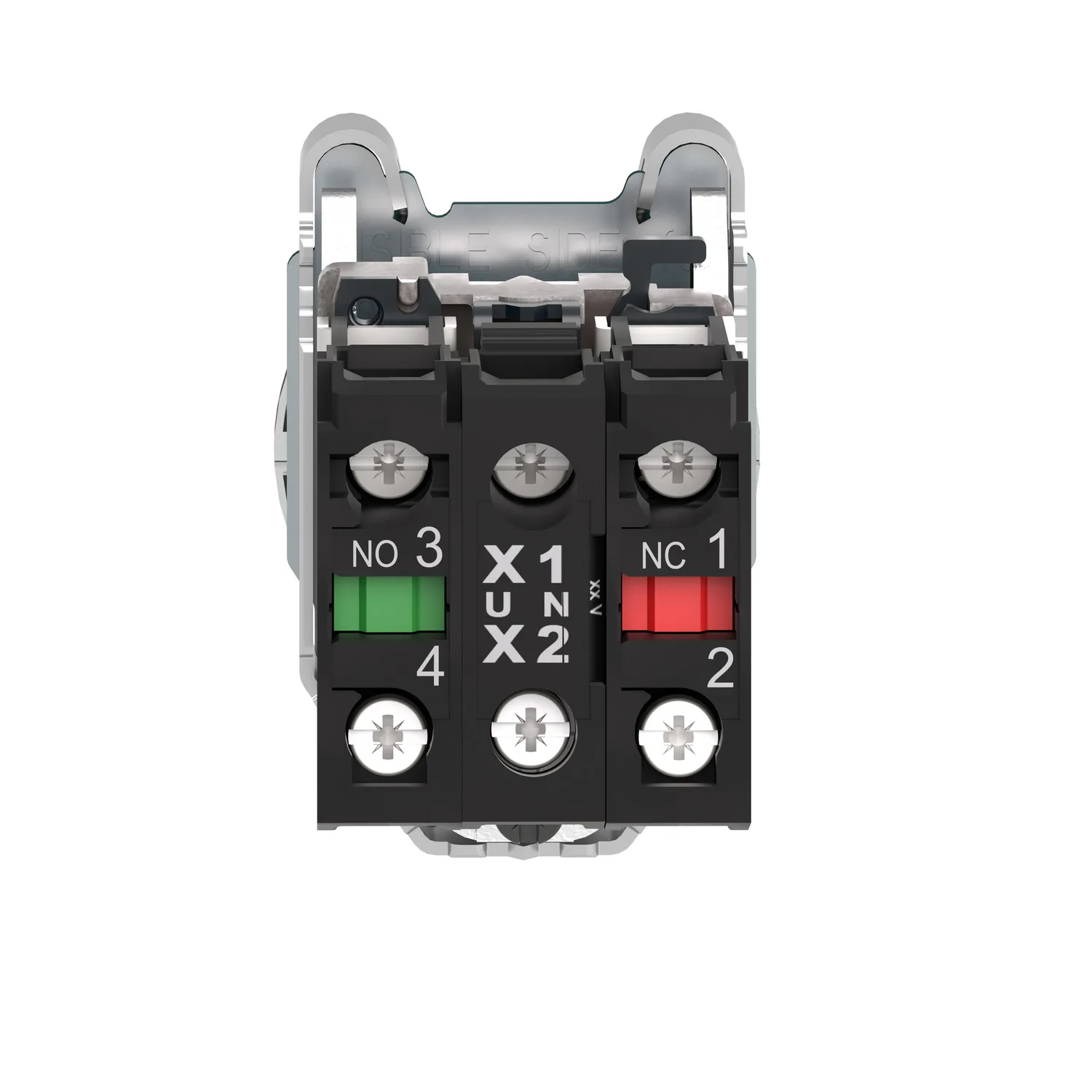 Leuchtdrucktaster, Harmony XB4F, Metall, 30mm, blau, unbeschriftet, universelle LED, glatte Kalotte, 1S+1Ö, 24V ACDC - 2