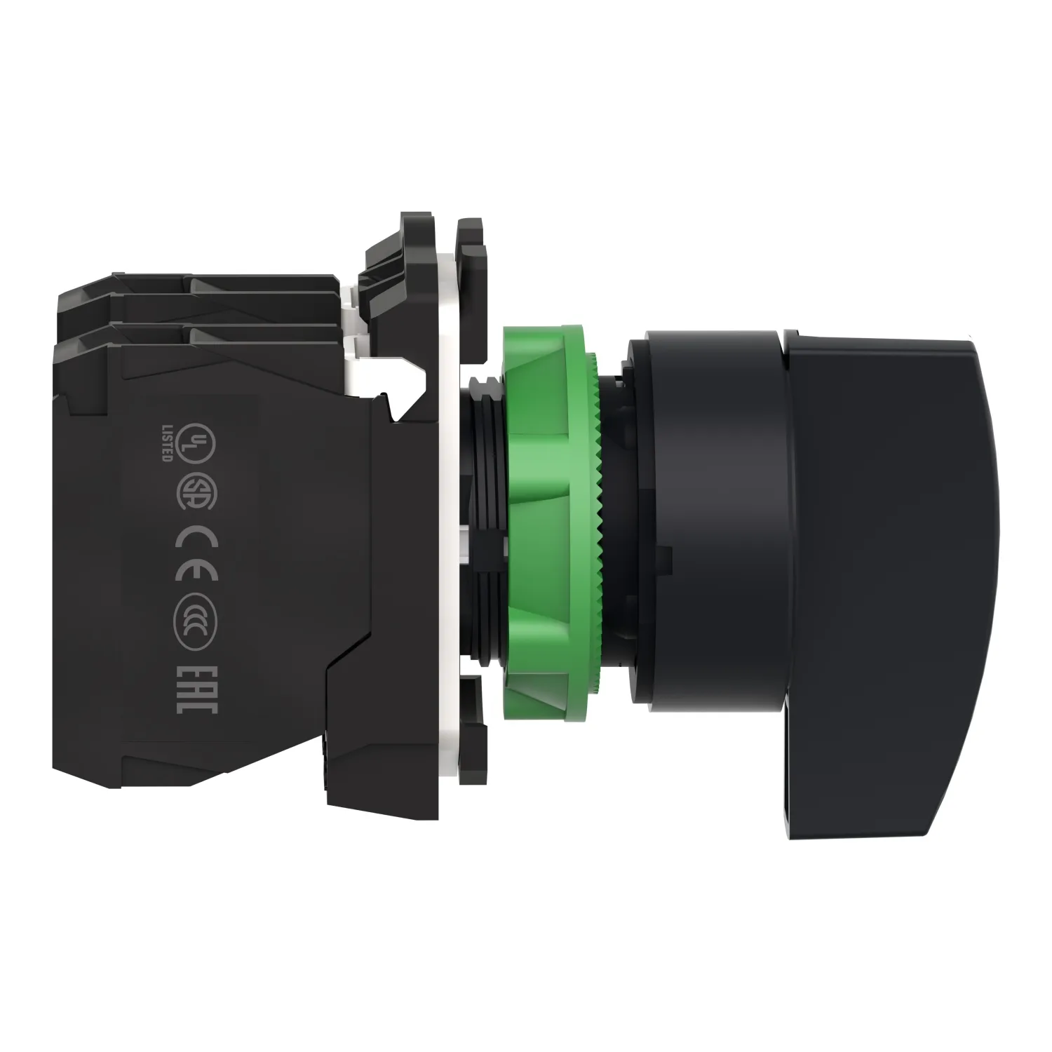 Harmony XB5, Selector switch, plastic, black, Ø22, long handle, 3 positions, spring return to center, 2 NO - 2