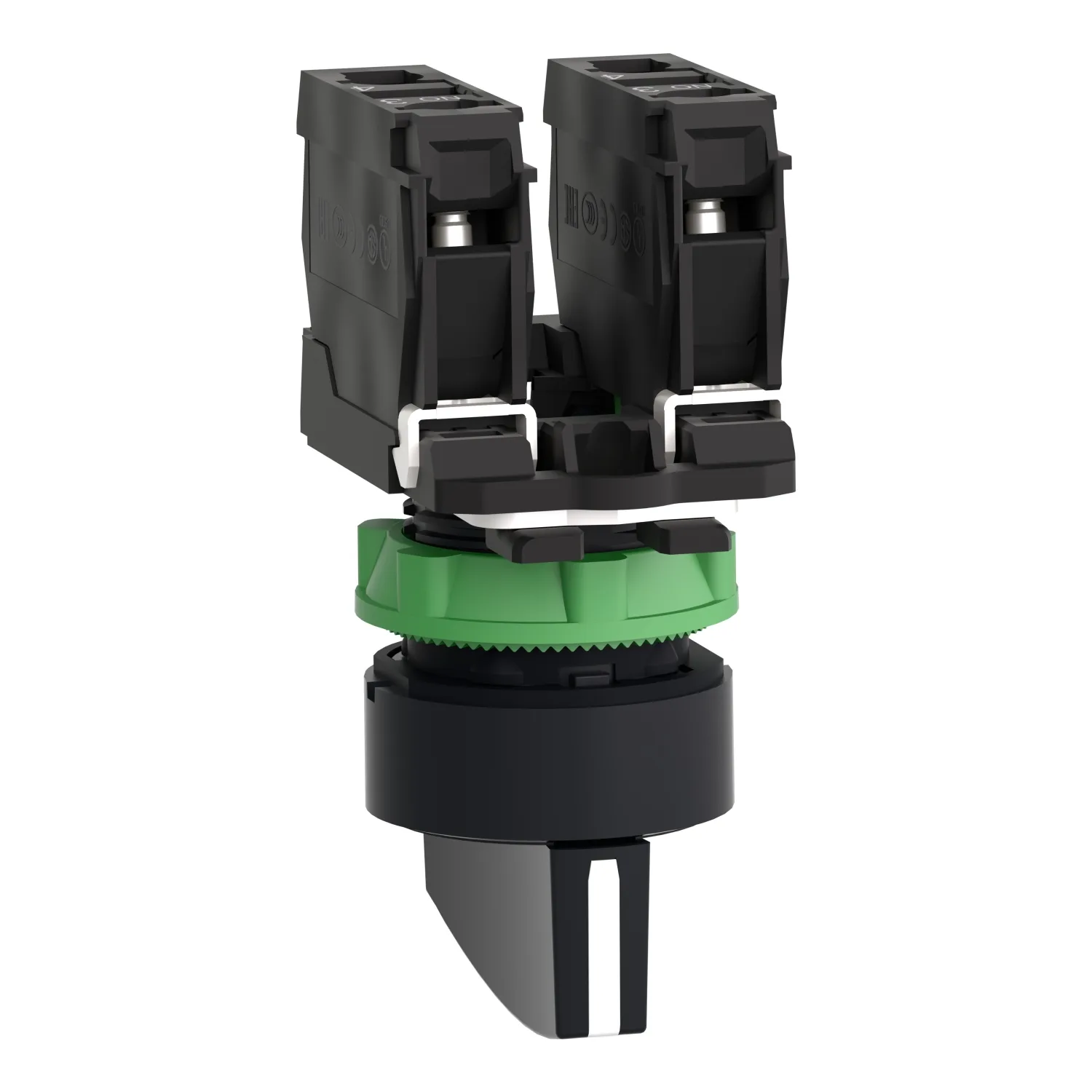 Harmony XB5, Selector switch, plastic, black, Ø22, long handle, 3 positions, spring return to center, 2 NO - 5