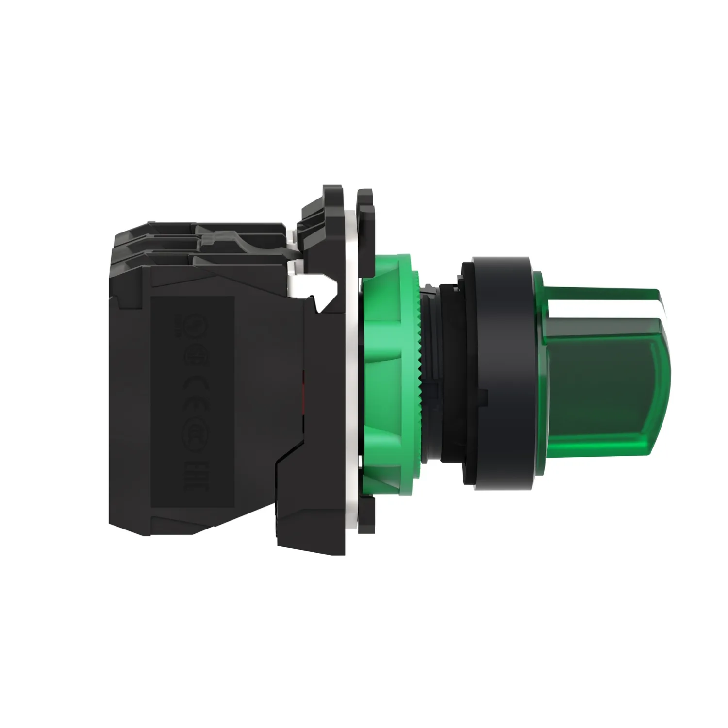 Schalter: Dreh-; 22mm; Stab.Pos: 2; NC + NO; grün; LED; 230V; IP66 - 2
