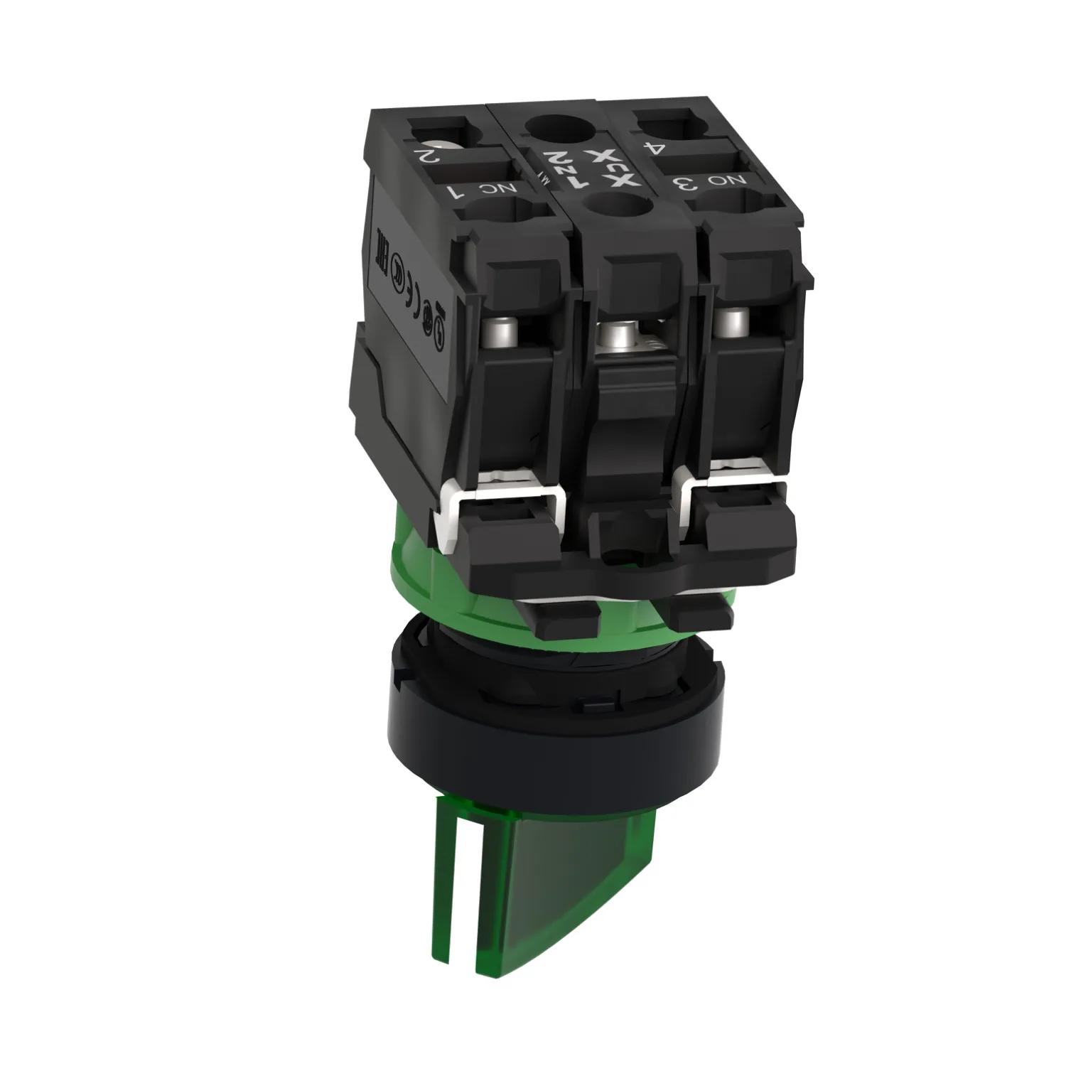 Schalter: Dreh-; 22mm; Stab.Pos: 2; NC + NO; grün; LED; 230V; IP66 - 6
