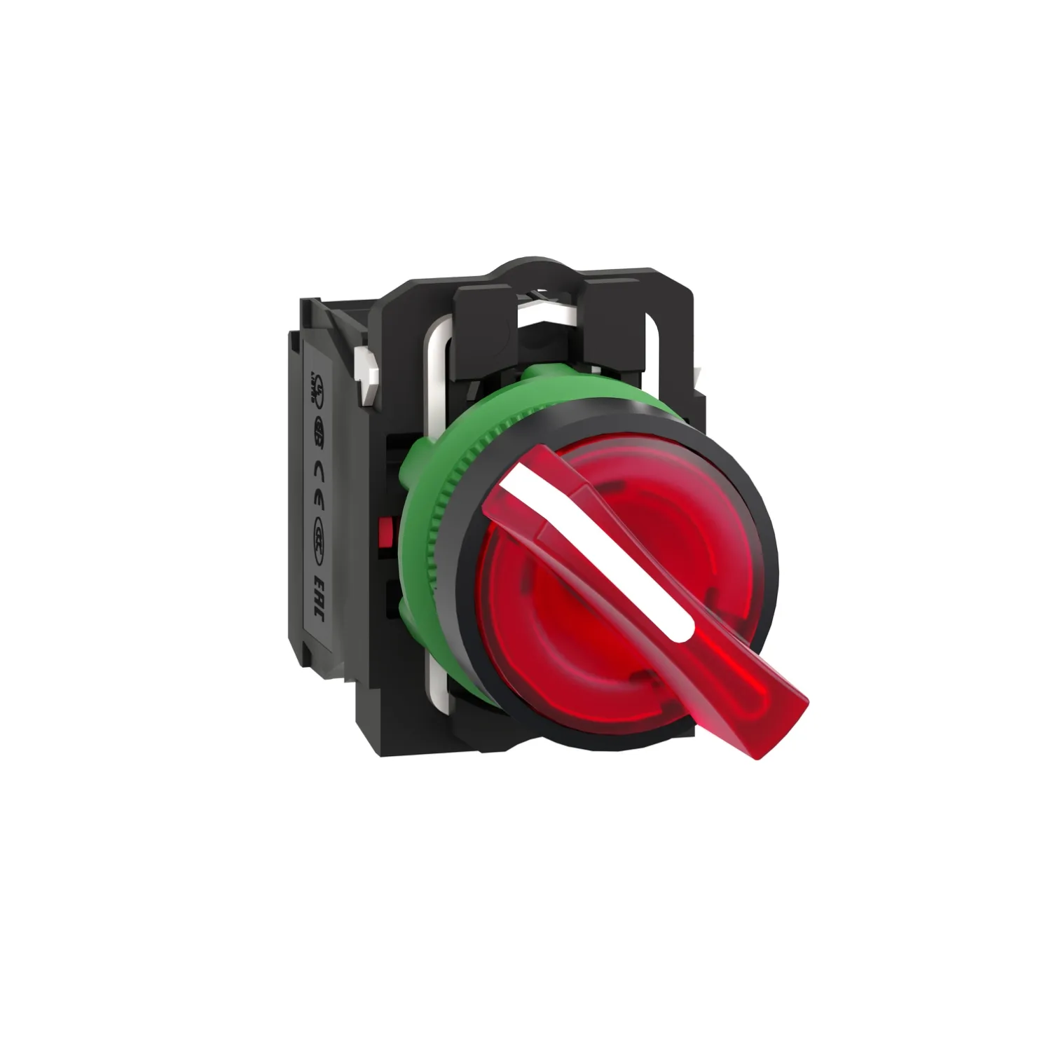 Schneider XB5AK124B5 - Anahtar: komütatör; 22mm; Kalıcı poz: 2; NK + NA; kırmızı; LED; 24V; 3A/240VAC