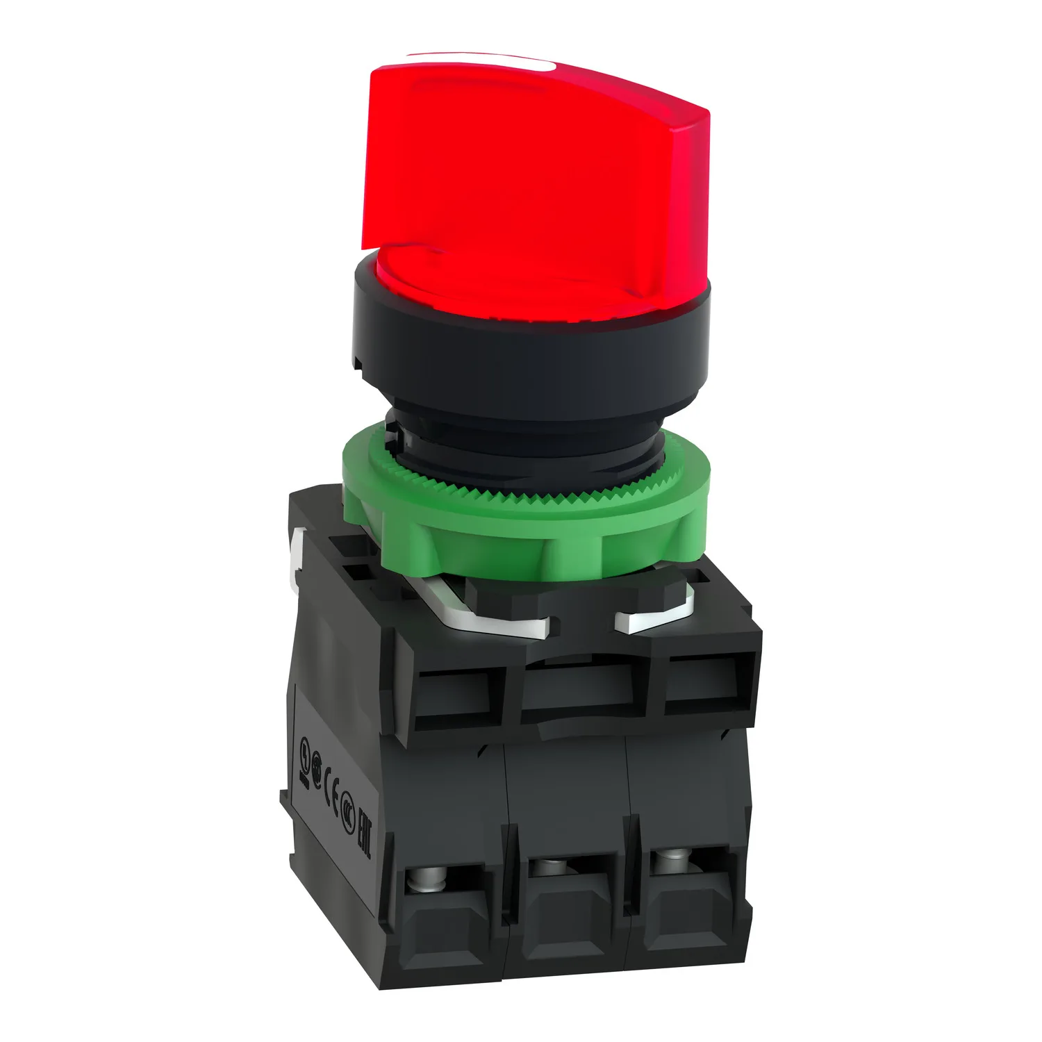 Işıklı seçici anahtar, Harmony XB5, gri plastik, kırmızı kol, 22mm, üniversal LED, 2 konumlu, 1NO + 1NC, 230...240V AC - 5