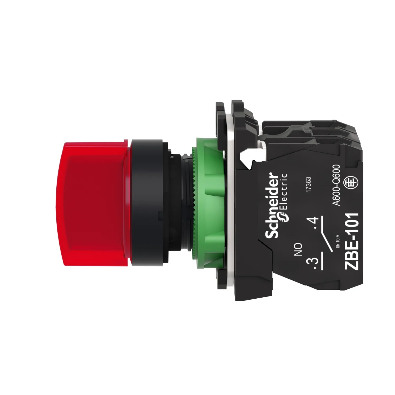 Işıklı seçici anahtar, Harmony XB5, gri plastik, kırmızı kol, 22mm, 3 konumlu, üniversal LED, 1NO + 1NC, 24V AC DC - 4