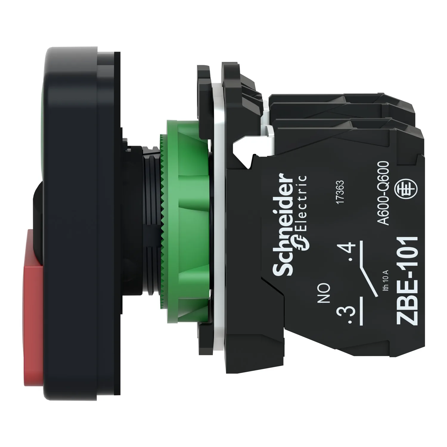 Schalter: doppelt; 22mm; Stab.Pos: 1; NC + NO; rot/grün; Fehlen - 4