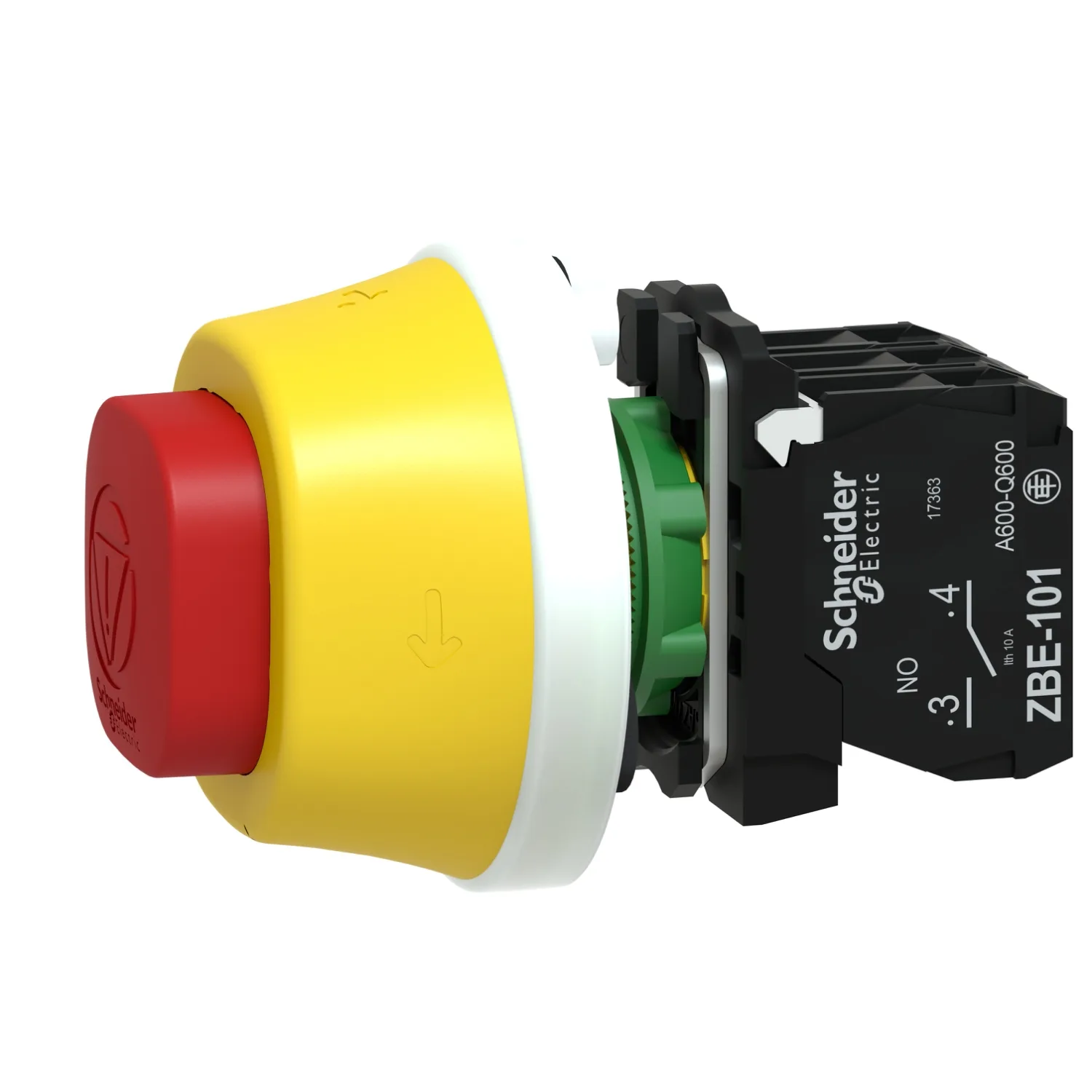 Beleuchteter Not-Aus/Not-Halt-Schalter, Harmony XB5, Kunststoff, 22mm, LEDs weiß/rot, 1S+2Ö, 24V ACDC - 4