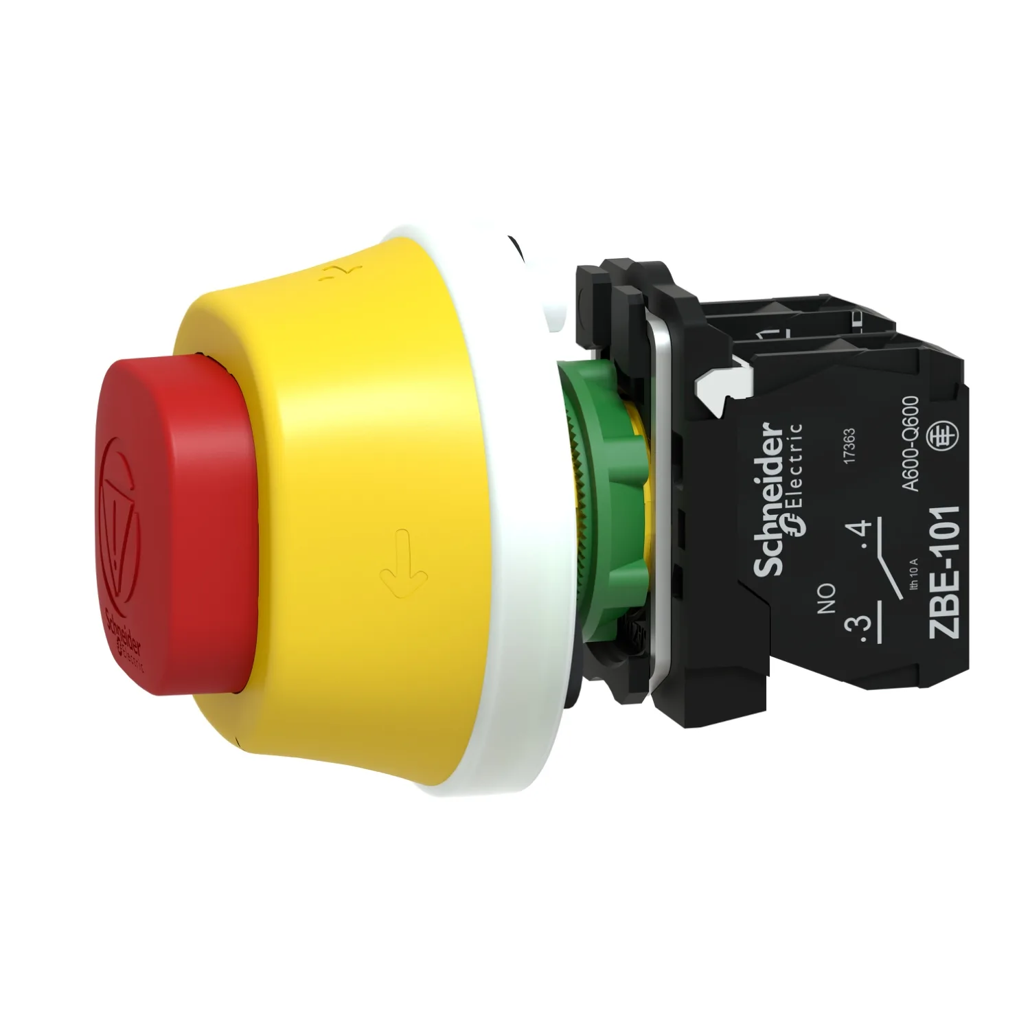 Beleuchteter Not-Aus/Not-Halt-Schalter, Harmony XB5, Kunststoff, 22mm, LEDs weiß/rot, 1S+1Ö, 24V ACDC - 2