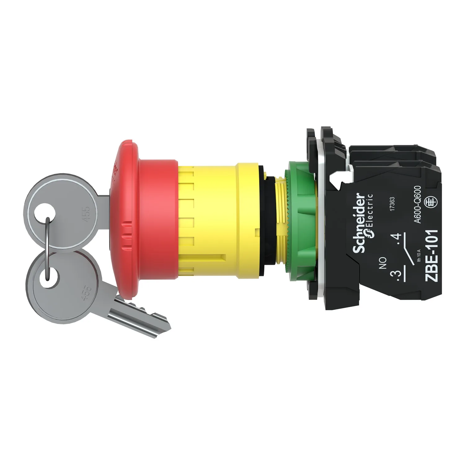 XB5AS9445 - Anahtar: anahtarlı acil durdurma; 22mm; Sabit poz: 2; NC + NO; kırmızı - 6