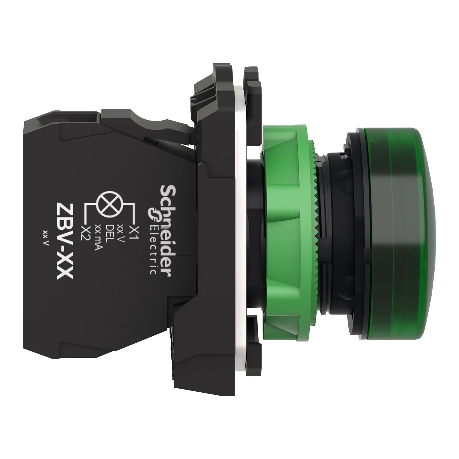 Schneider XB5AV63 - Harmony XB5, Sinyal lambası, plastik, yeşil, Ø22, BA9s ampul için düz lens, <= 250 V