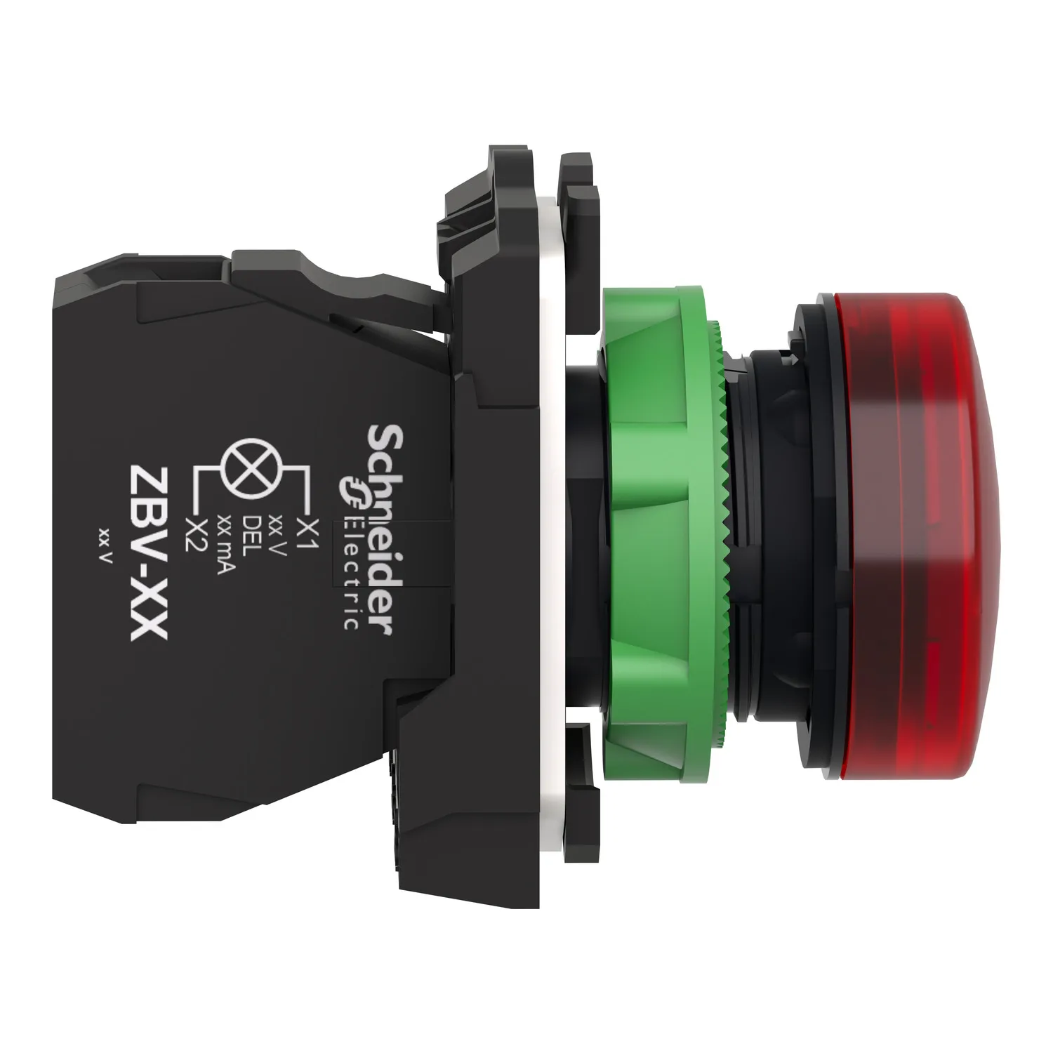 Schneider XB5AV64 - Kırmızı komple sinyal lambası Ø22 düz lens BA9s ampul için 250V