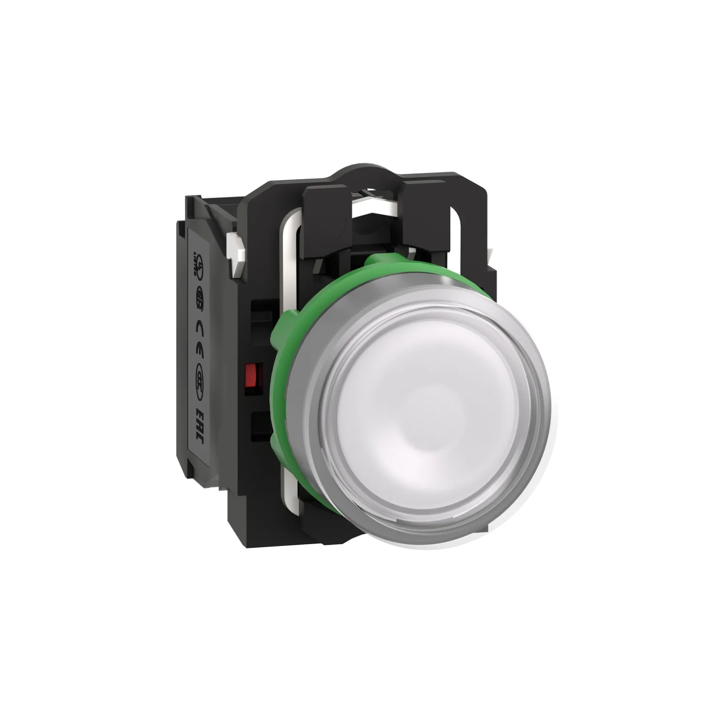 Schneider XB5AW31B5 - Leuchtdrucktaster, Harmony XB5, Kunststoff, weiß, 22mm, universelle LED, glatte Kalotte, 1S + 1Ö, 24V ACDC