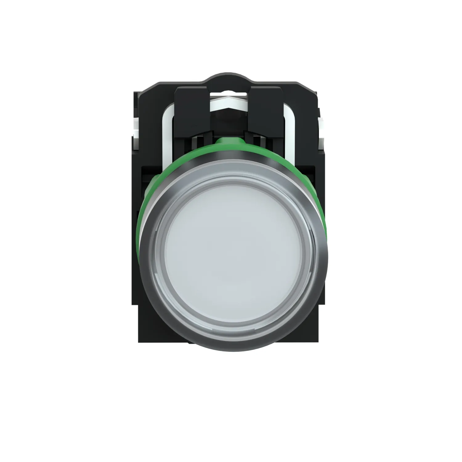 Işıklı basmalı buton, Harmony XB5, plastik, beyaz düz, 22mm, üniversal LED, düz lens, 1NO + 1NC, 230...240V AC - 3