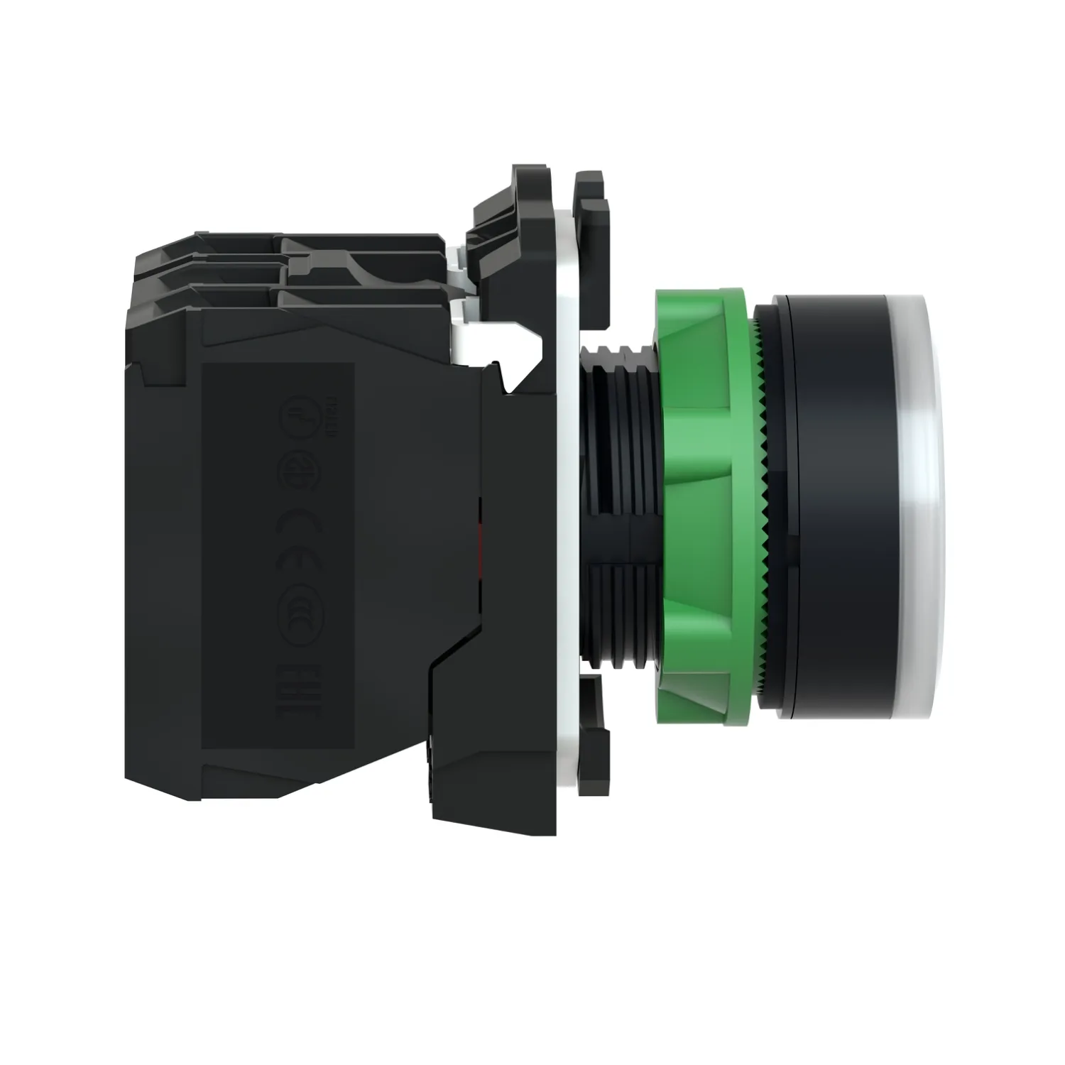Işıklı basmalı buton, Harmony XB5, plastik, beyaz düz, 22mm, üniversal LED, düz lens, 1NO + 1NC, 230...240V AC - 6