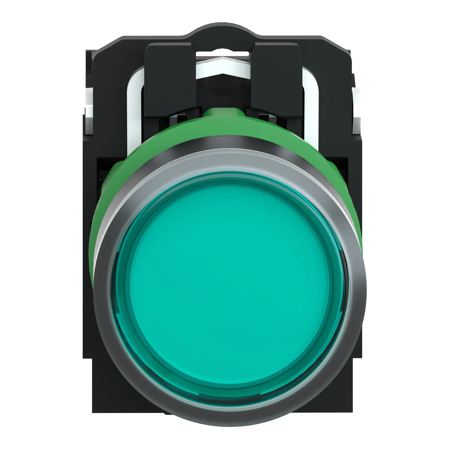 Harmony XB5, Işıklı basma buton, plastik, düz, yeşil, Ø22, BA9s ampul için düz lens, yaylı geri dönüş, <= 250 V, 1 NA + 1 NK - 4
