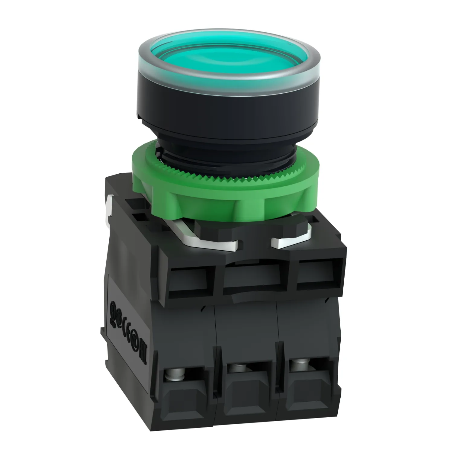 Harmony XB5, Işıklı basma buton, plastik, düz, yeşil, Ø22, BA9s ampul için düz lens, yaylı geri dönüş, <= 250 V, 1 NA + 1 NK - 5