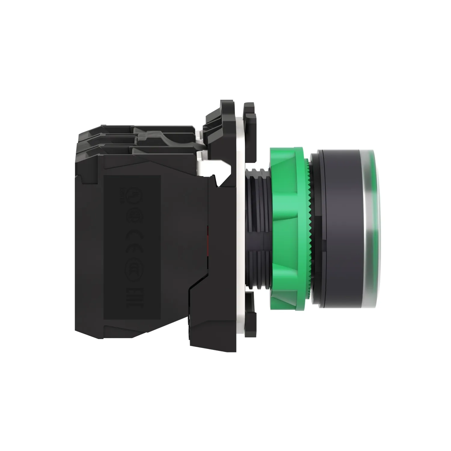 Schalter: Druck; 22mm; Stab.Pos: 1; NC + NO; grün; LED; 24V; IP66 - 3