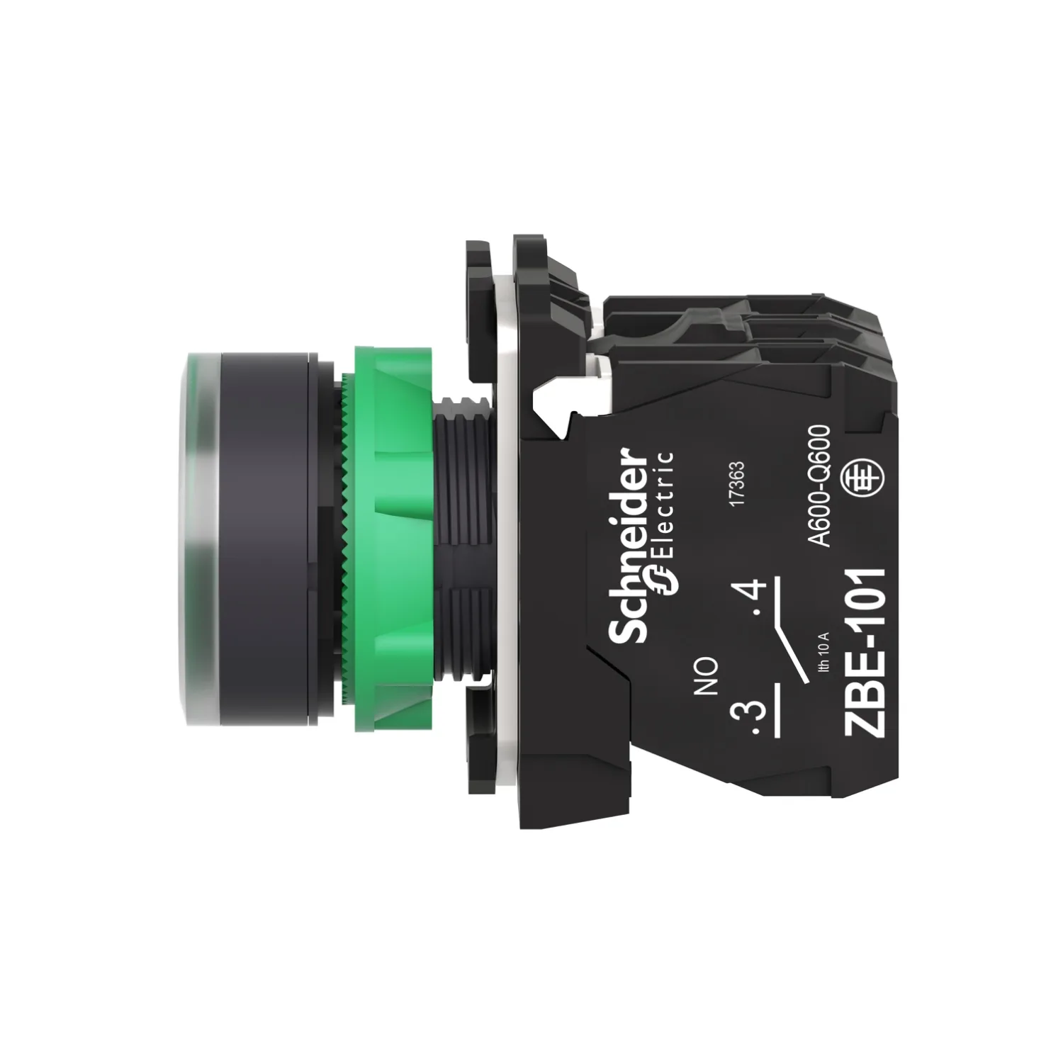 Schalter: Druck; 22mm; Stab.Pos: 1; NC + NO; grün; LED; 24V; IP66 - 6