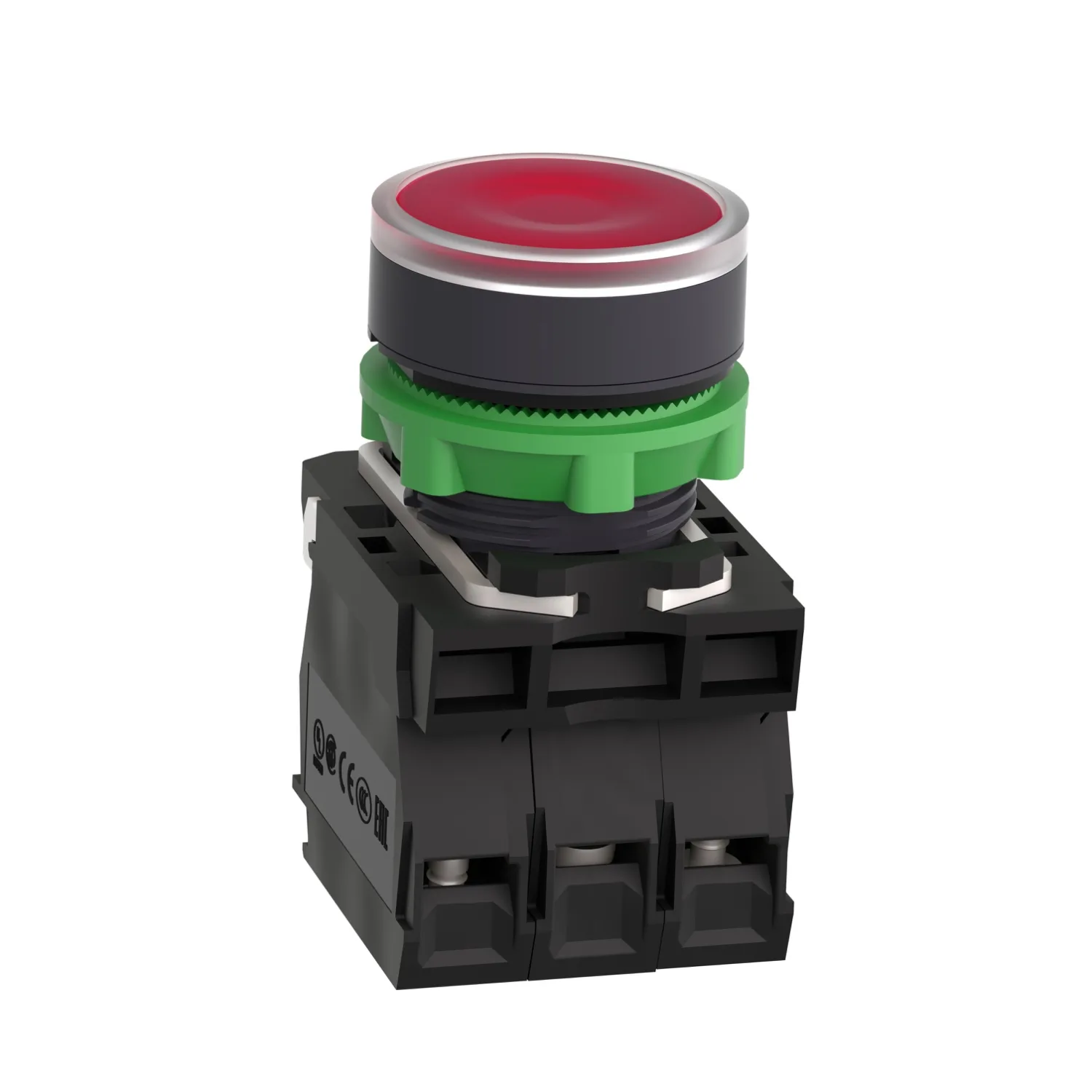 Leuchtdrucktaster, Harmony XB5, Kunststoff, rot, 22mm, universelle LED, glatte Kalotte, 1S + 1Ö, 24V ACDC - 4
