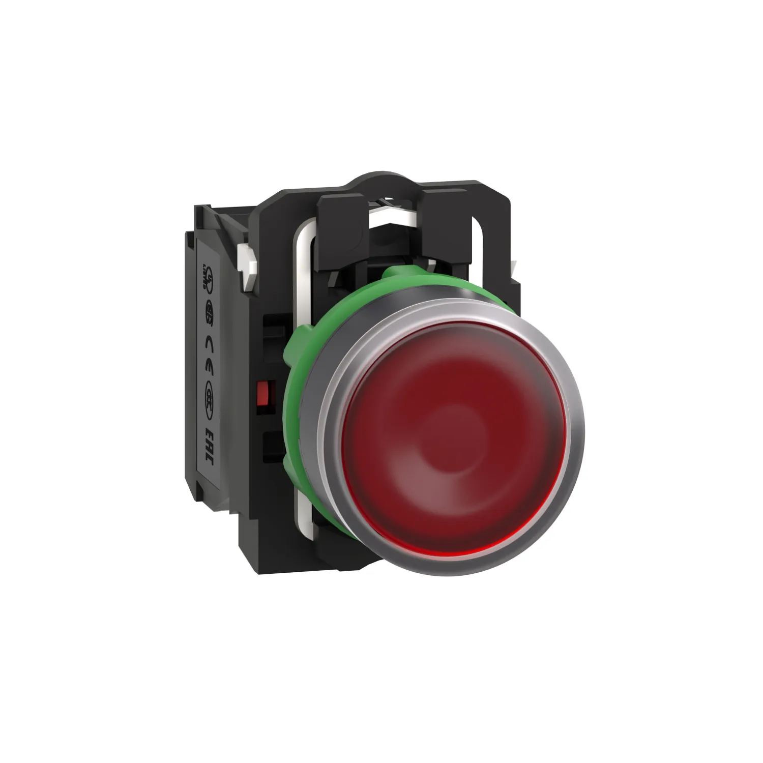 Schneider XB5AW34B5 - Leuchtdrucktaster, Harmony XB5, Kunststoff, rot, 22mm, universelle LED, glatte Kalotte, 1S + 1Ö, 24V ACDC