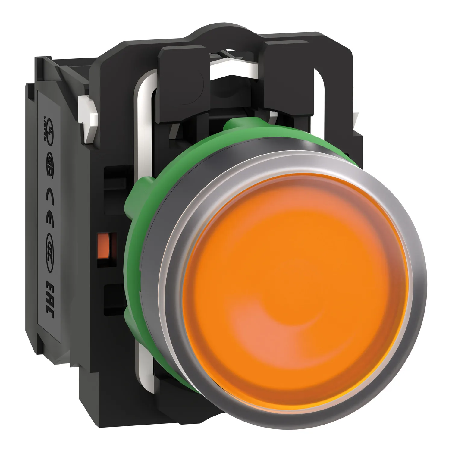 Schneider XB5AW35M5 - Şalter: basmalı buton; 22mm; Sabit poz: 1; NC + NO; turuncu; LED; 230V