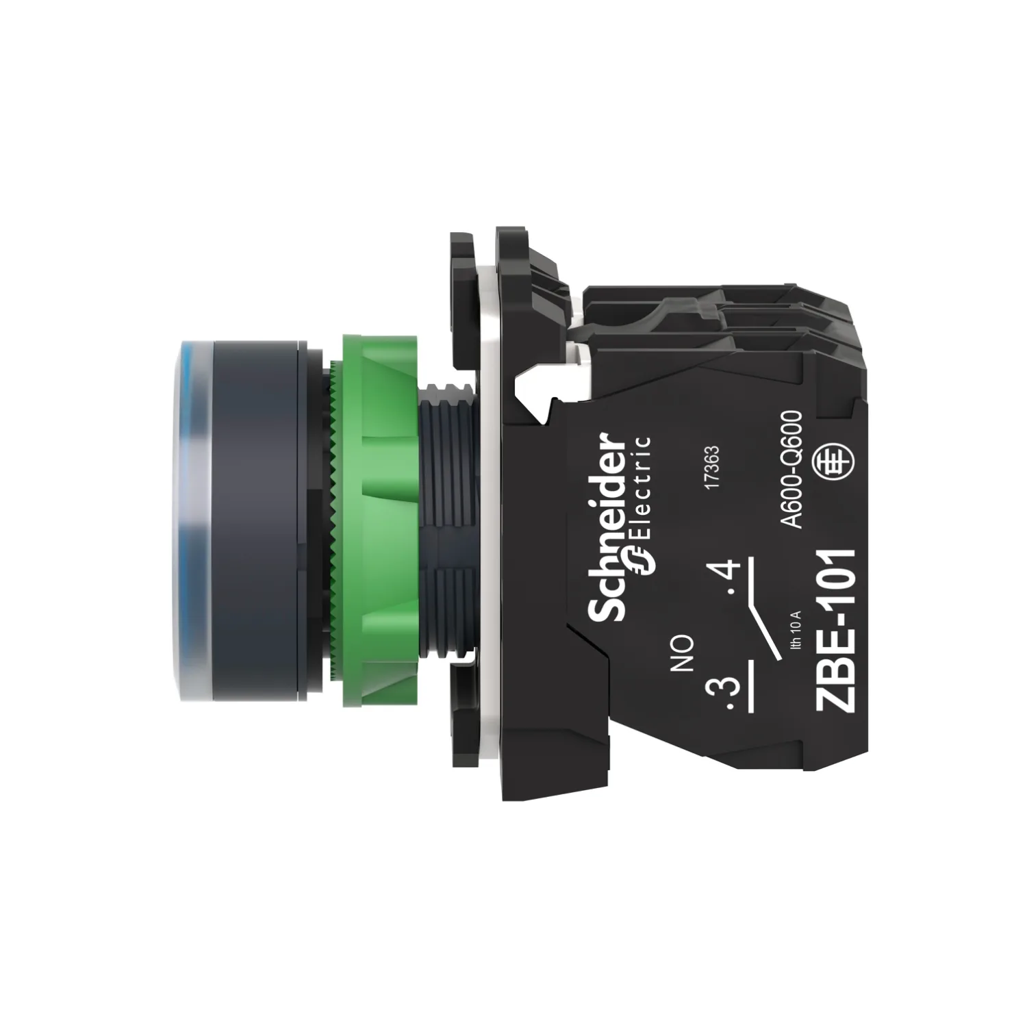 XB5AW36B5 - Şalter: basmalı buton; 22mm; Sabit poz: 1; NC + NO; mavi; LED; 24V - 5
