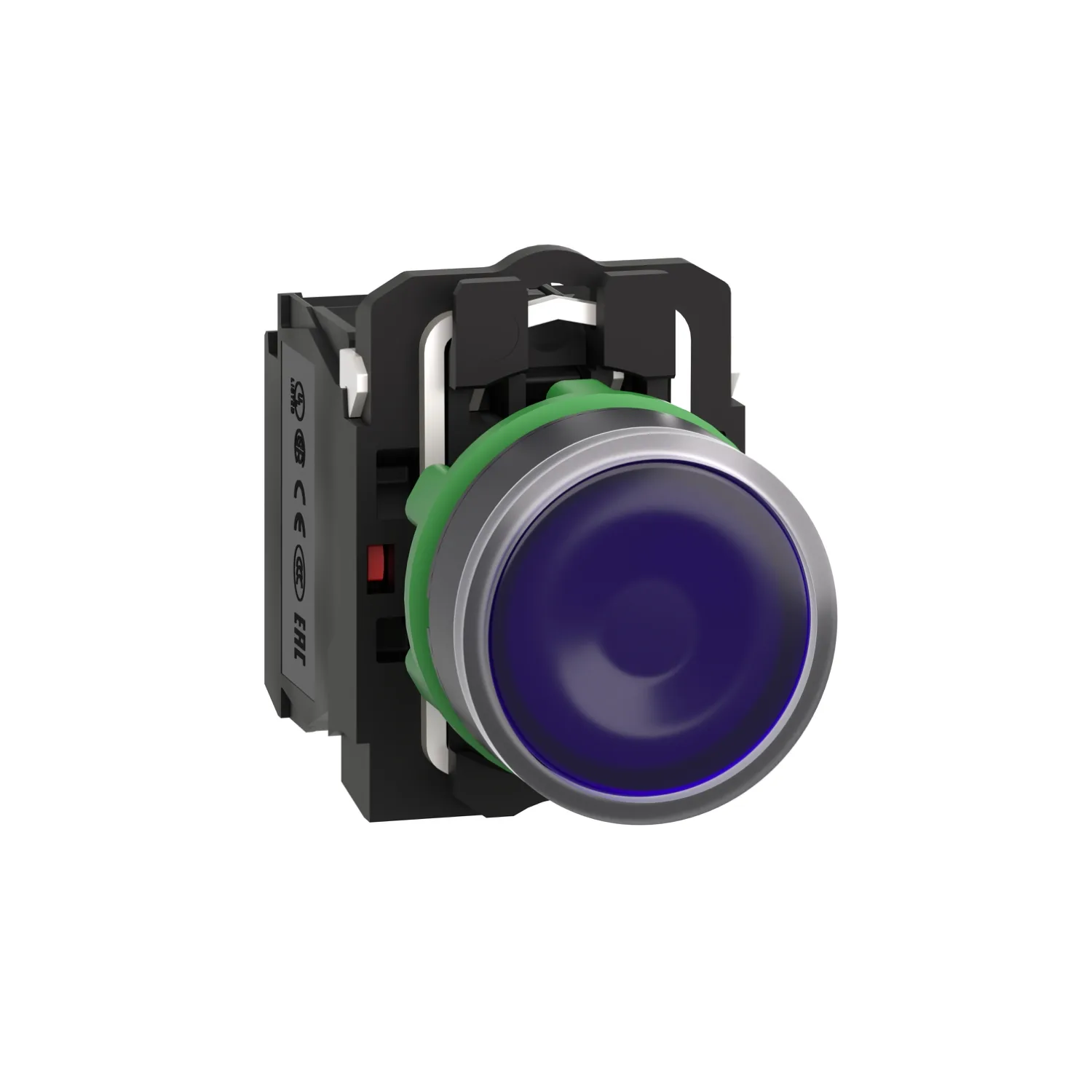 Schneider XB5AW36B5 - Şalter: basmalı buton; 22mm; Sabit poz: 1; NC + NO; mavi; LED; 24V