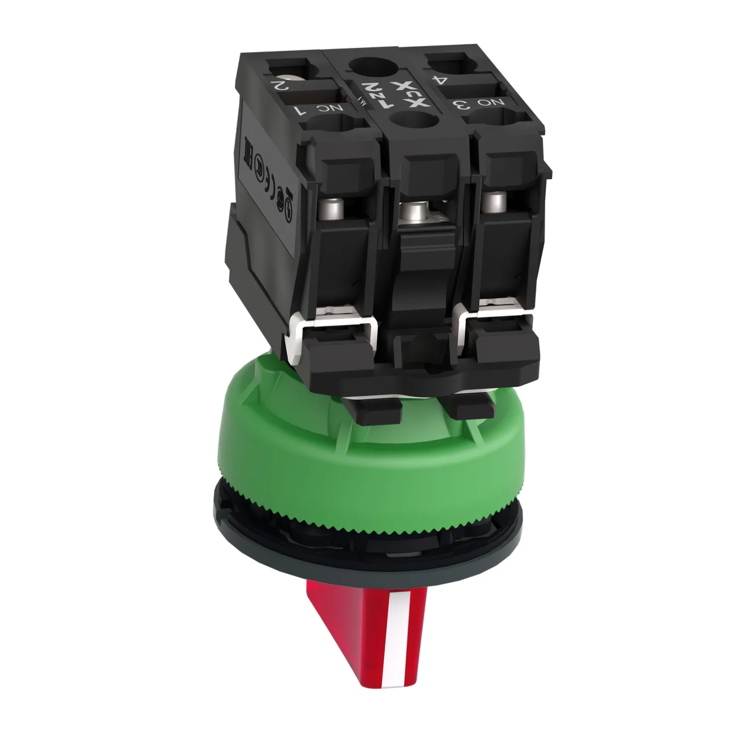 Harmony XB5 - bouton man lumin - flush - 3 pos fix - rouge - 1O+1F - 230V - 2