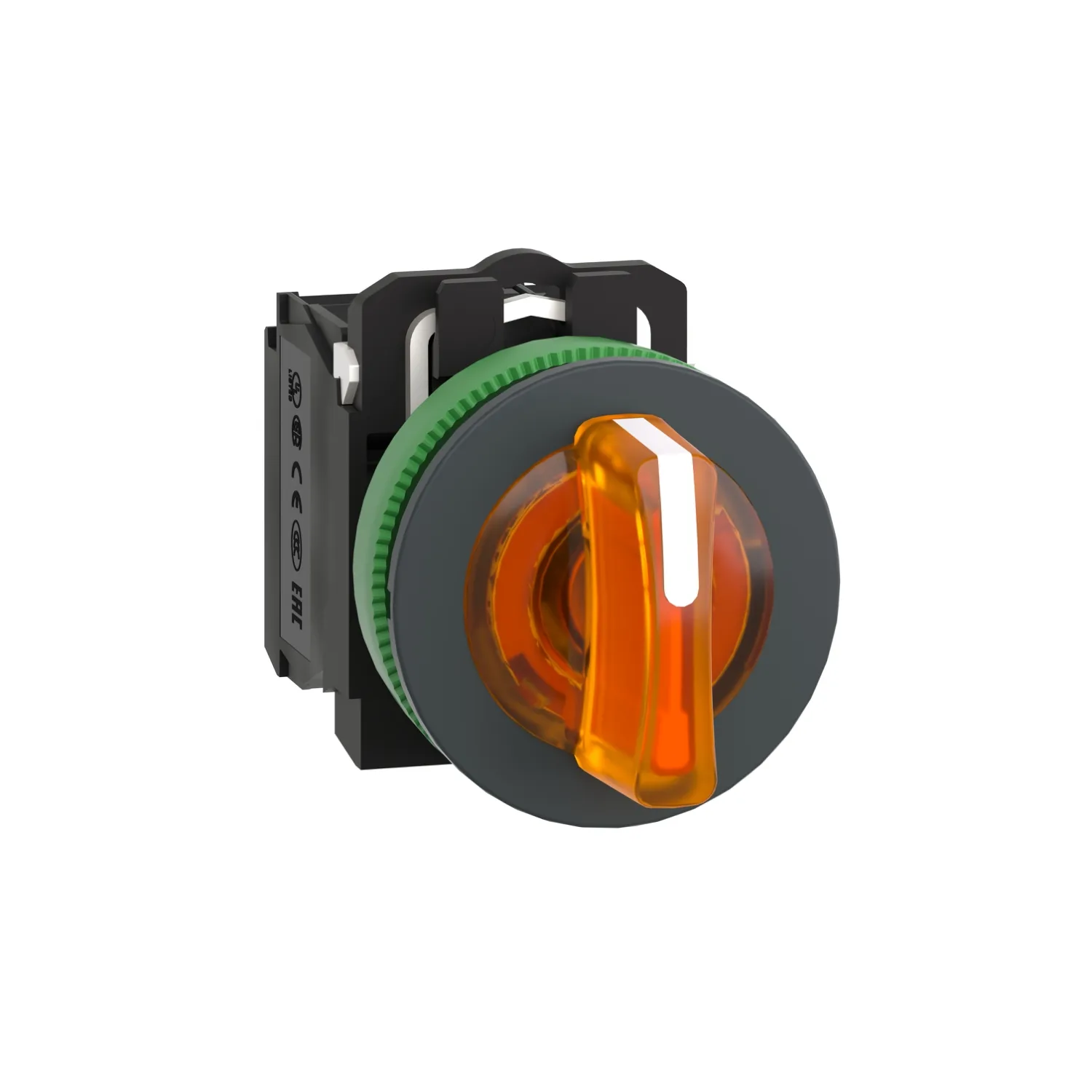 Schneider XB5FK135M5 - Işıklı, Mandal buton LED 230 VAC Yeşil 1NA+1NK