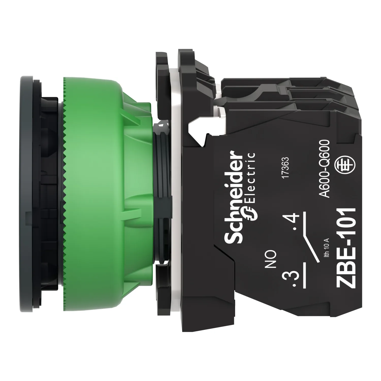 Schneider XB5FW34B5 - Leuchtdrucktaster, Harmony XB5F, Kunststoff, 30mm, rot, universelle LED, 1S+1Ö, 24V ACDC
