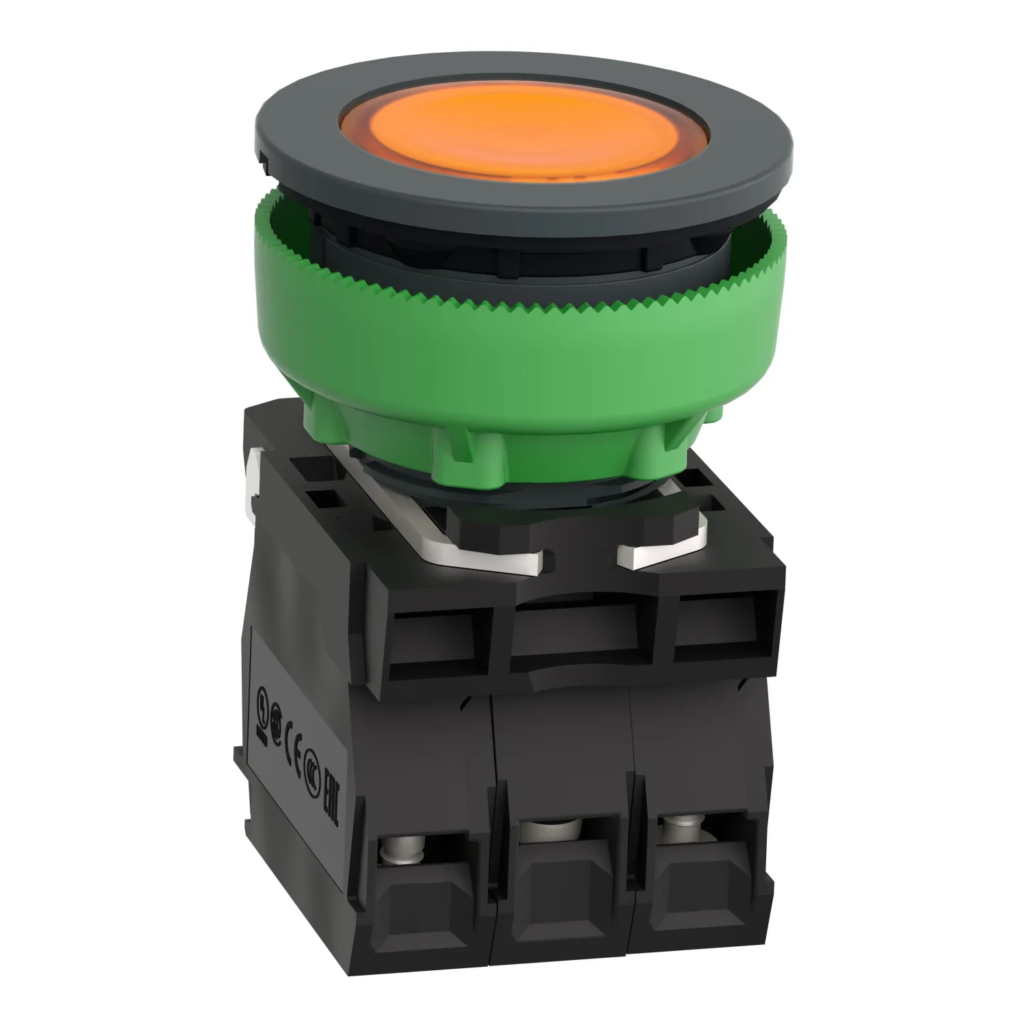 Leuchtdrucktaster, Harmony XB5F, Kunststoff, 30mm, orange, universelle LED, 1S+1Ö, 24V ACDC - 5