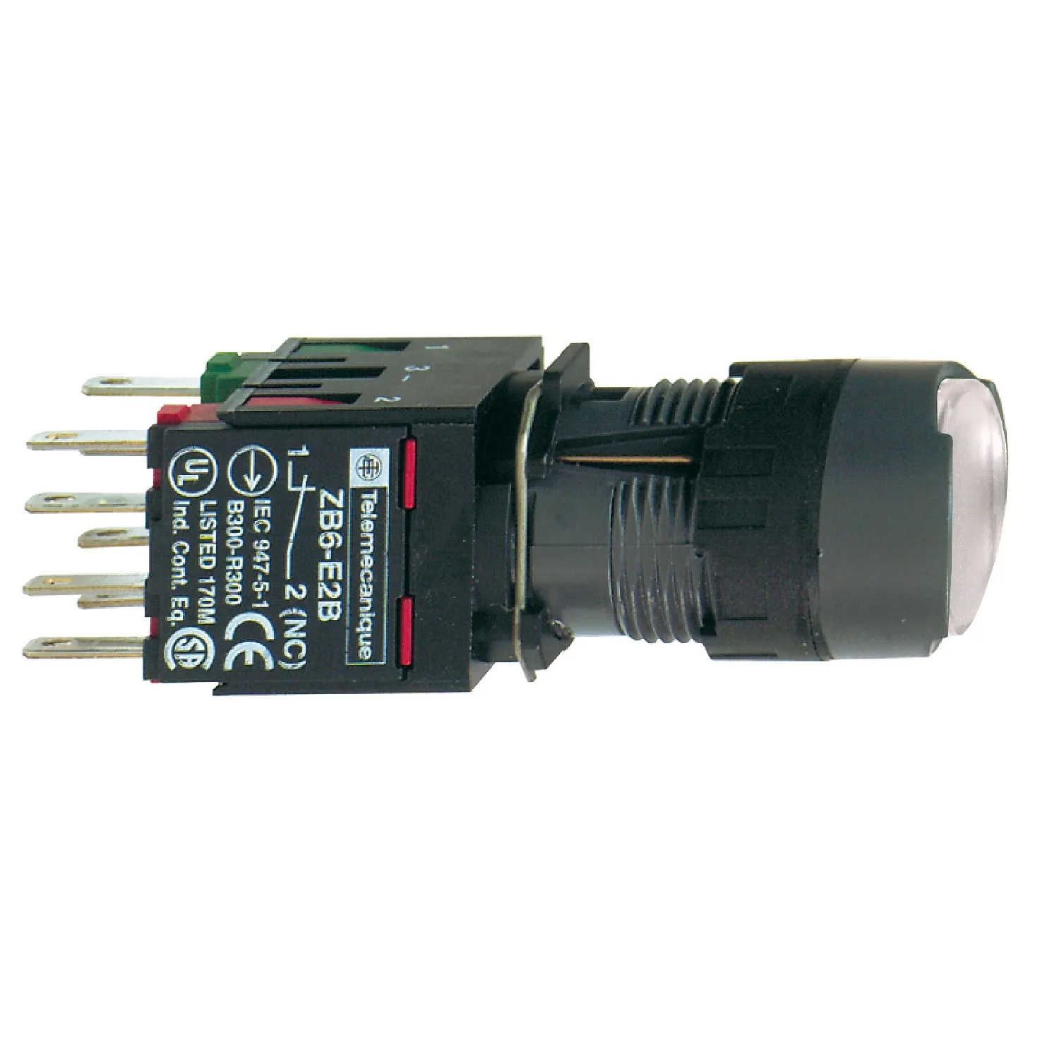 Schneider XB6AF1B5B - beyaz düz komple aydınlatmalı basma buton Ø16 kalıcı 1NO+1NC 12...24V