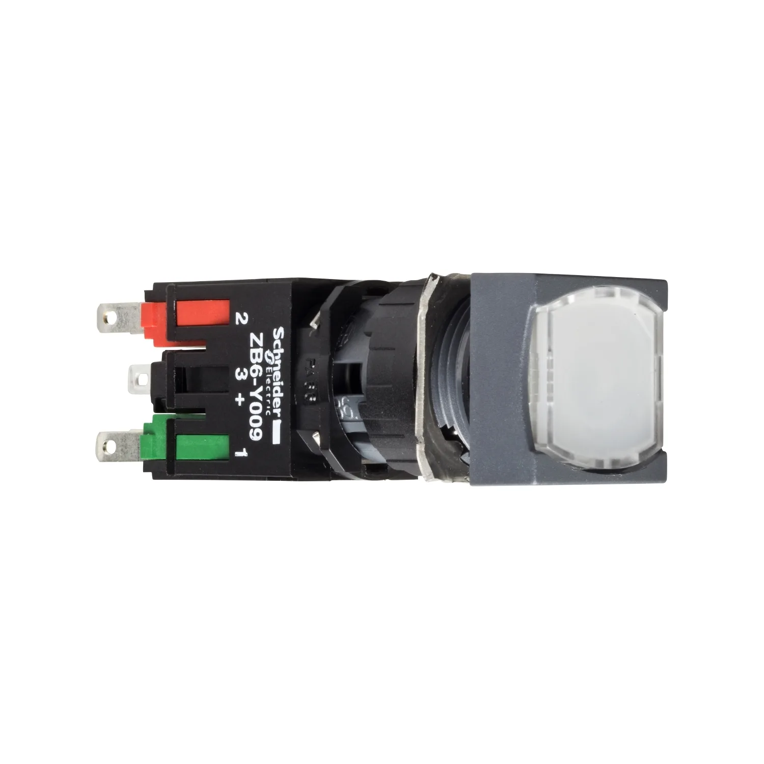 Schneider XB6CF1B5B - beyaz kare düz komple aydınlatmalı basma buton Ø16 kalıcı 1NO+1NC 12...24V