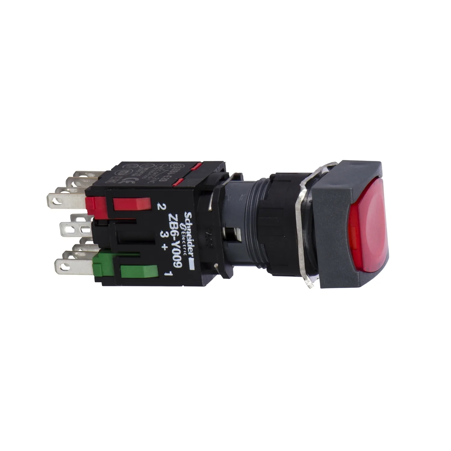 Schneider XB6CW4B2B - kırmızı kare düz komple aydınlatmalı basma buton Ø16 yaylı dönüş 1NC 12...24V