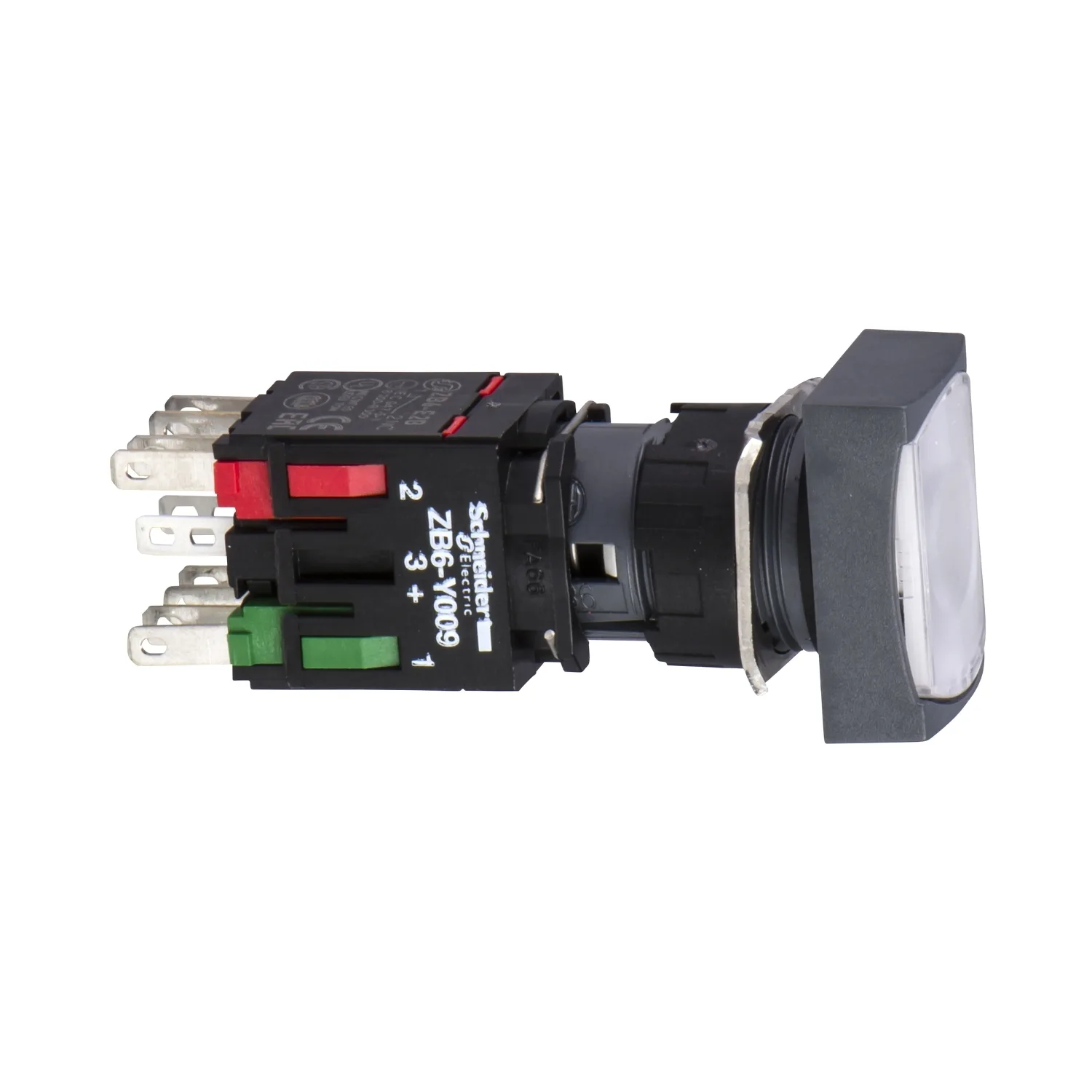 Schneider XB6DF1B5B - Anahtar: basmalı buton; 16mm; Sabit konum: 2; NC + NO; beyaz; LED; Konum: 2
