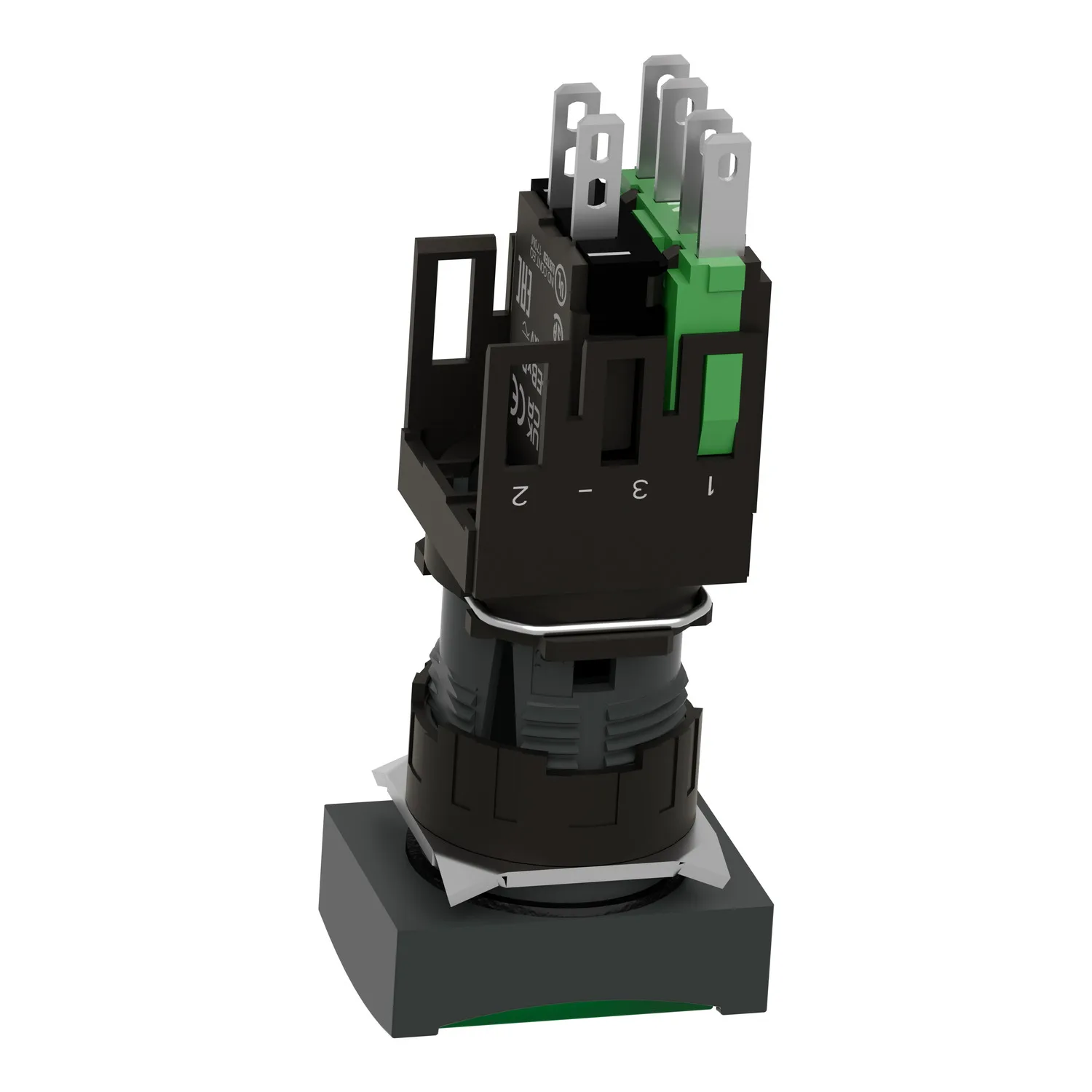 Schalter: Druck; 16mm; Stab.Pos: 1; NO; grün; LED; 12÷24VDC; Pos: 2 - 4
