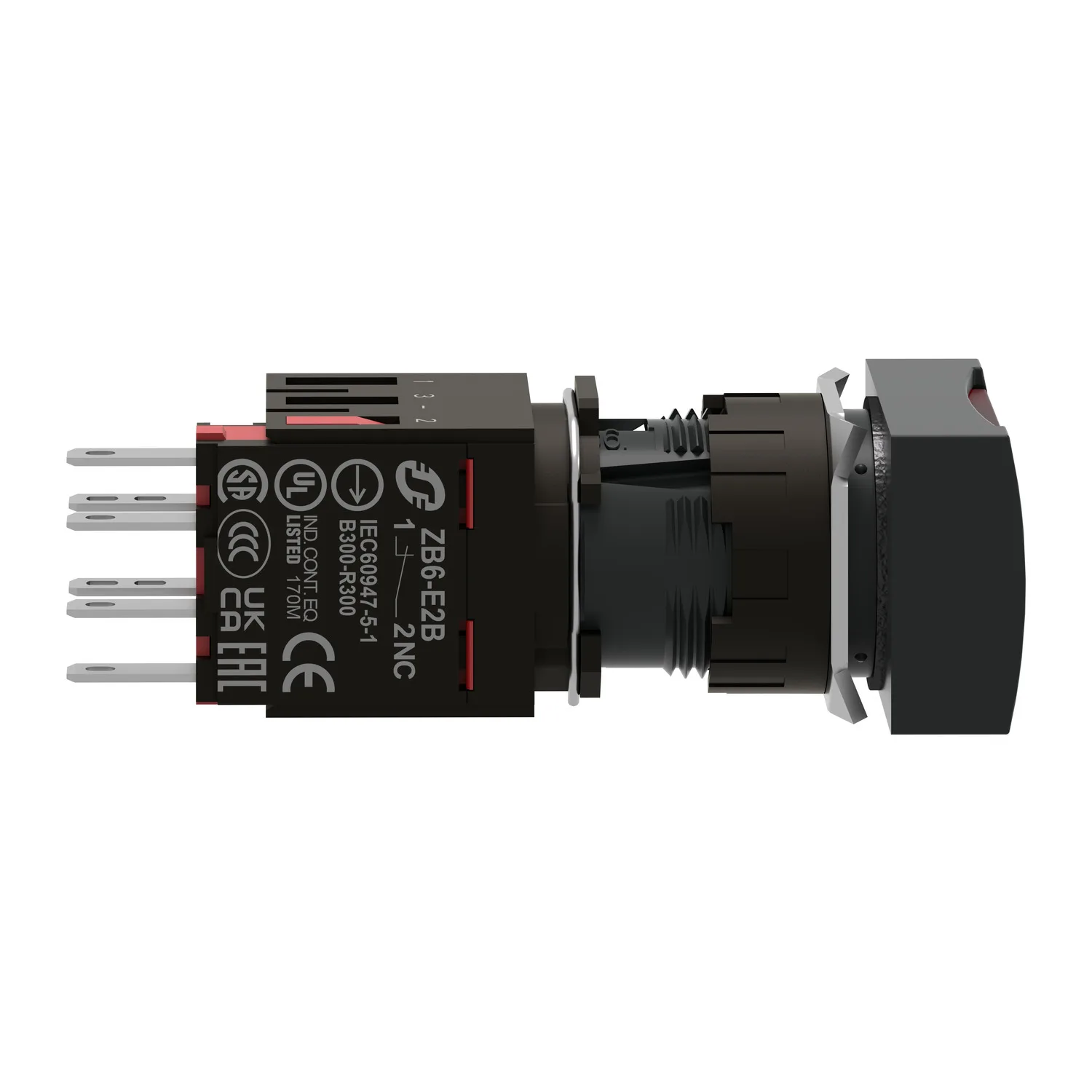 XB6DW4B2B - Şalter: basmalı buton; 16mm; Sabit poz: 1; NC; kırmızı; LED; 12÷24VDC - 4